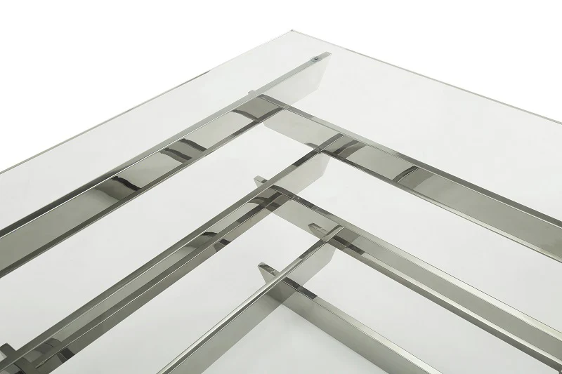 15' Glass and Stainless Steel Square Coffee Table By Homeroots - Image 3