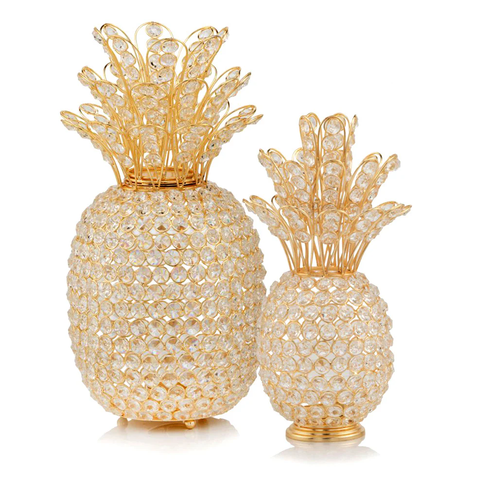 15" Gold Pineapple Faux Crystal Sculpture By Homeroots - Image 2
