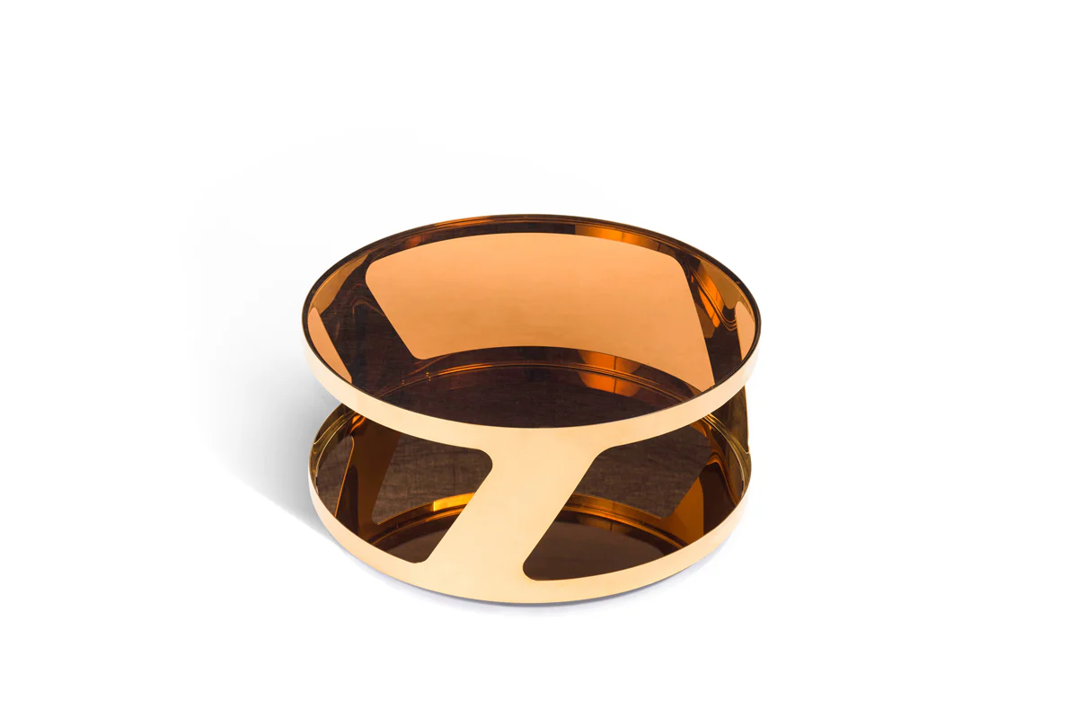 15' Gold Steel and Glass Round Coffee Table By Homeroots - Image 2