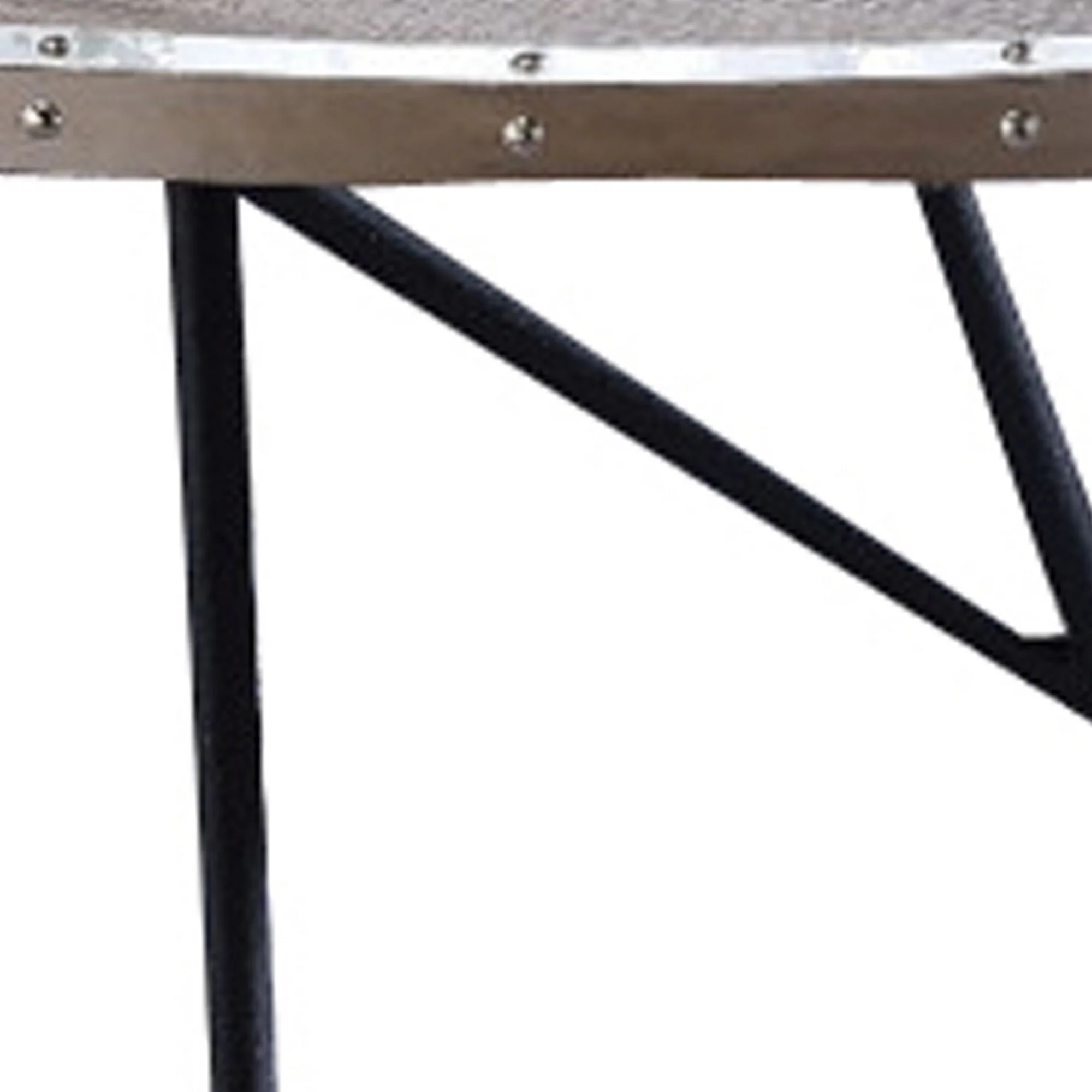 15 Inch Oval Coffee Table With Irregular Metal Base, Gray By Benzara - Image 2