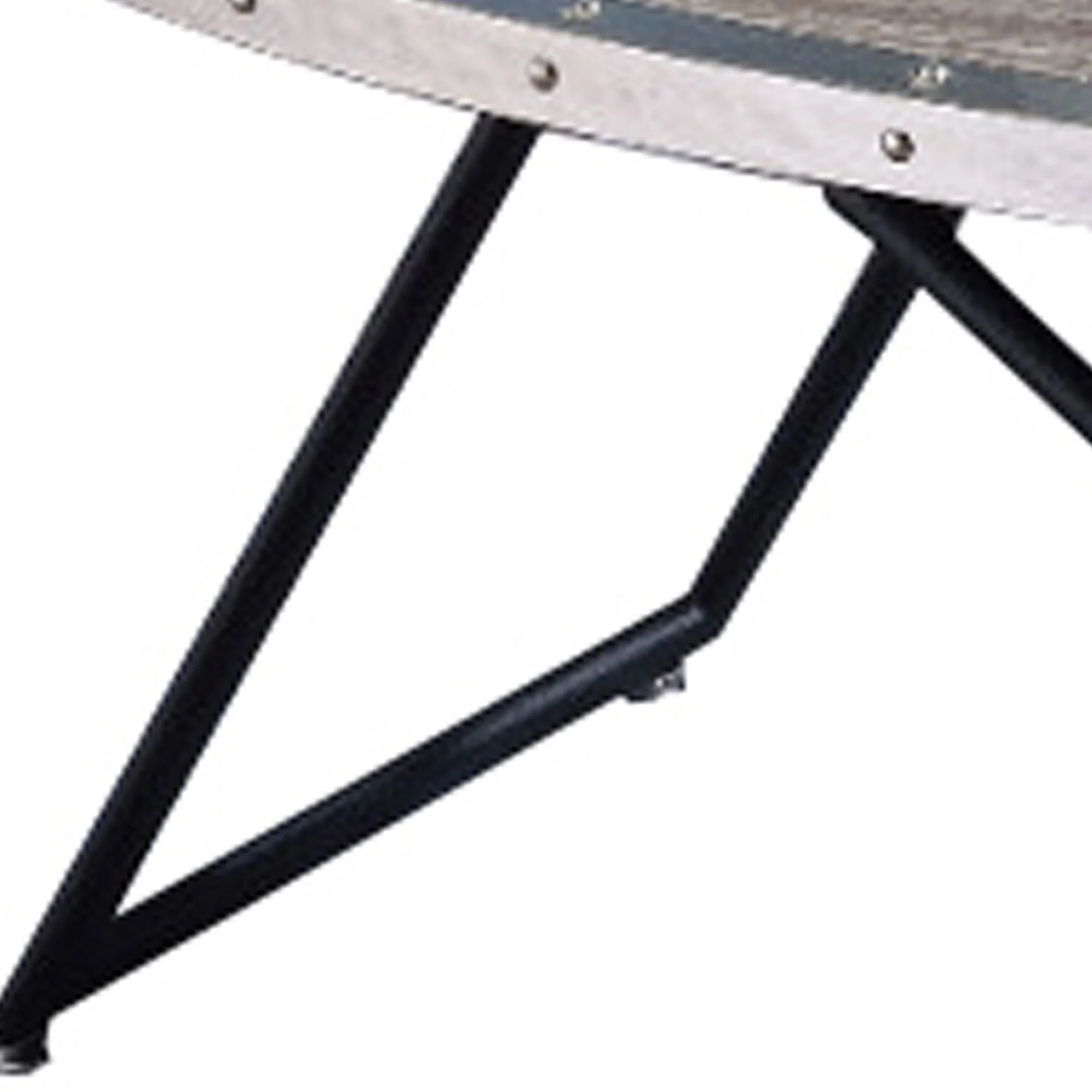 15 Inch Oval Coffee Table With Irregular Metal Base, Gray By Benzara - Image 4
