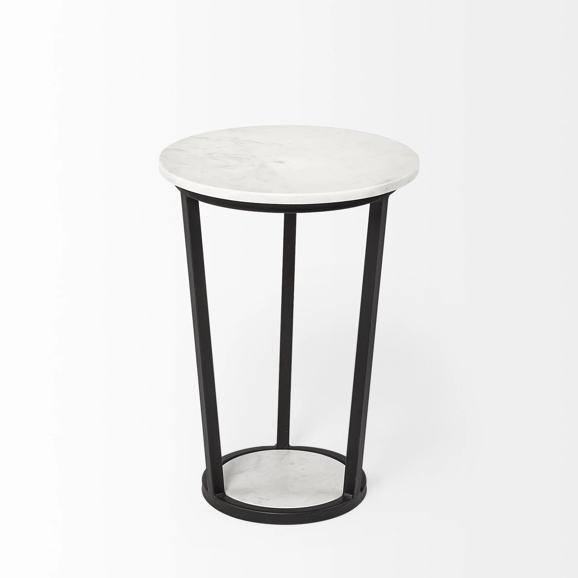 15' Round White Marble Top Accent Table with Black Metal Frame By Homeroots - Image 2