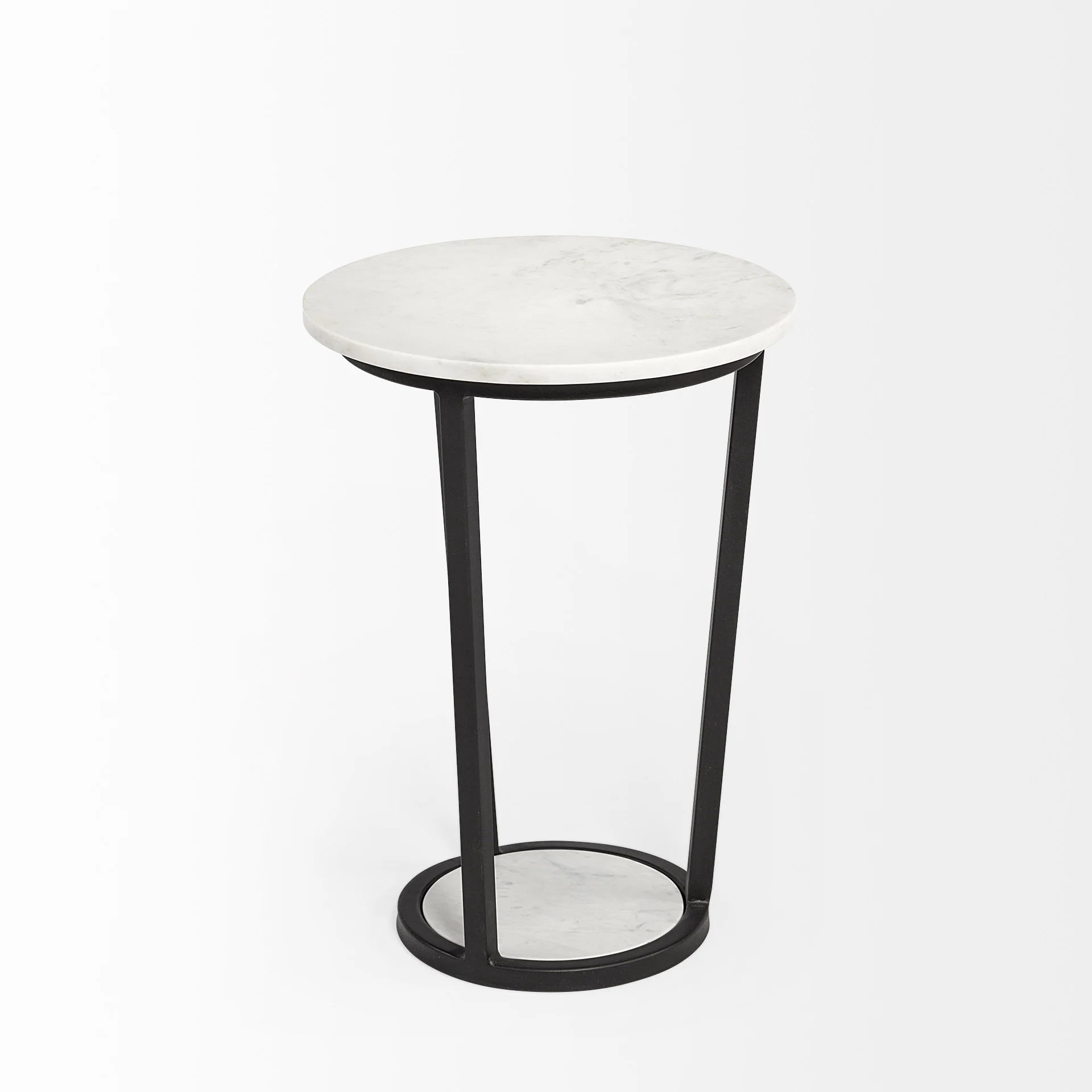15' Round White Marble Top Accent Table with Black Metal Frame By Homeroots - Image 3