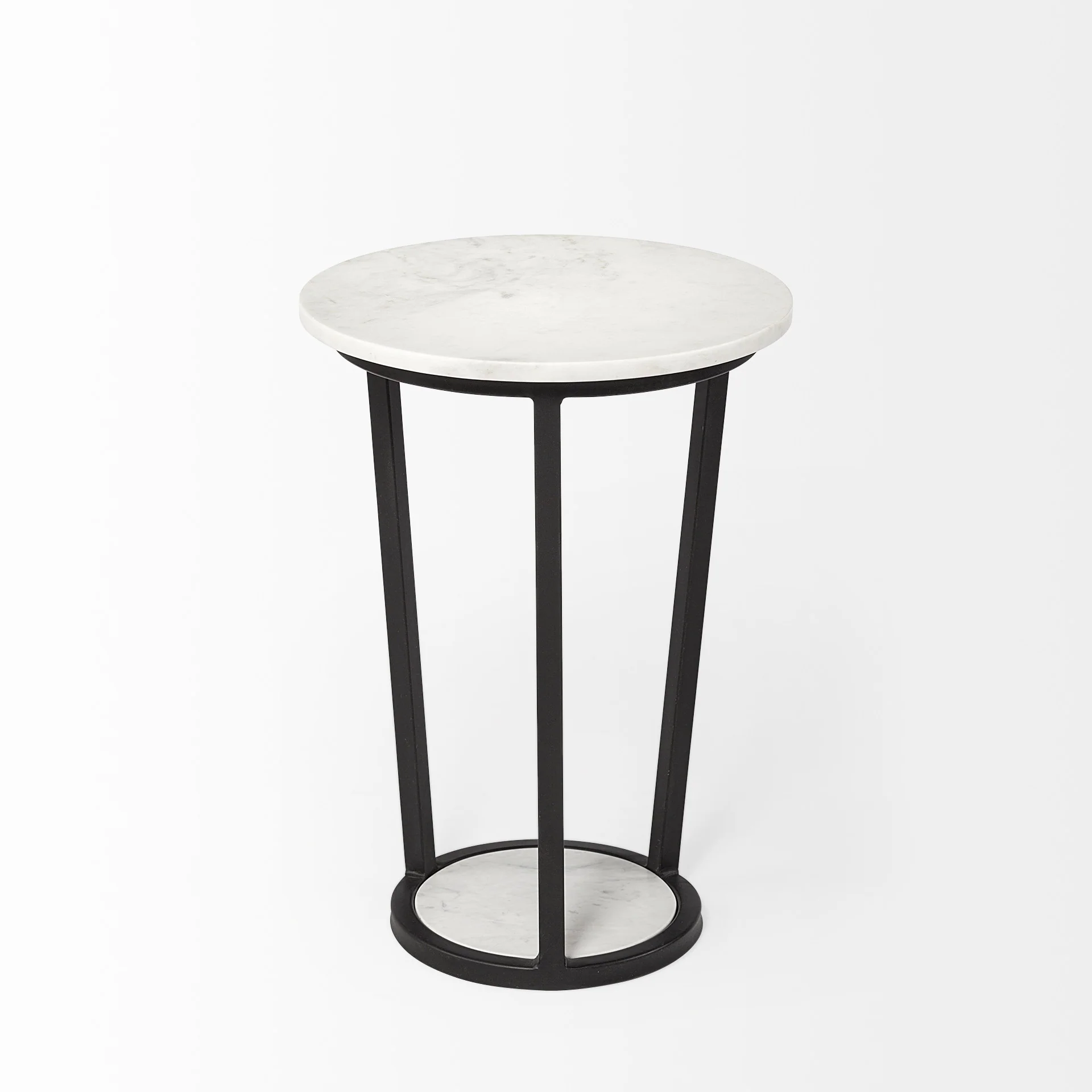 15' Round White Marble Top Accent Table with Black Metal Frame By Homeroots - Image 4