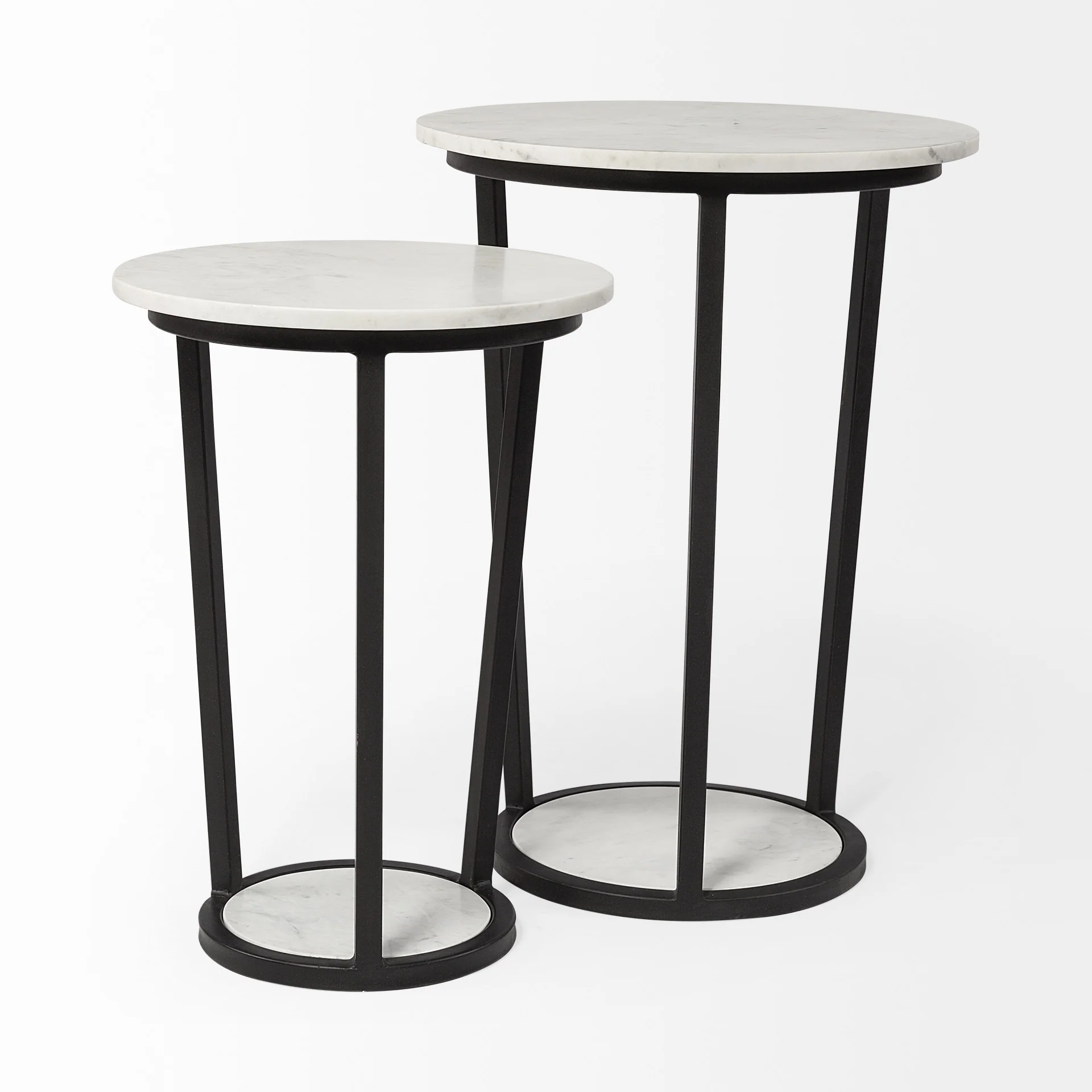 15' Round White Marble Top Accent Table with Black Metal Frame By Homeroots - Image 5