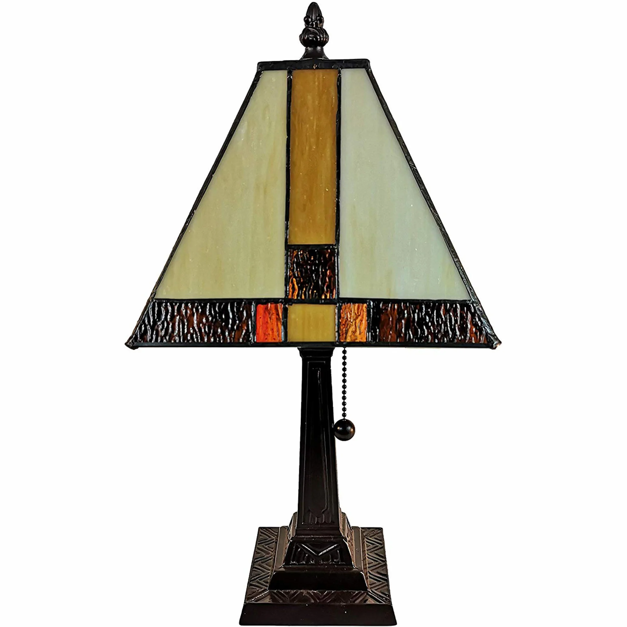 15" Tiffany Amber and Black Mission Style Table Lamp By Homeroots - Image 2