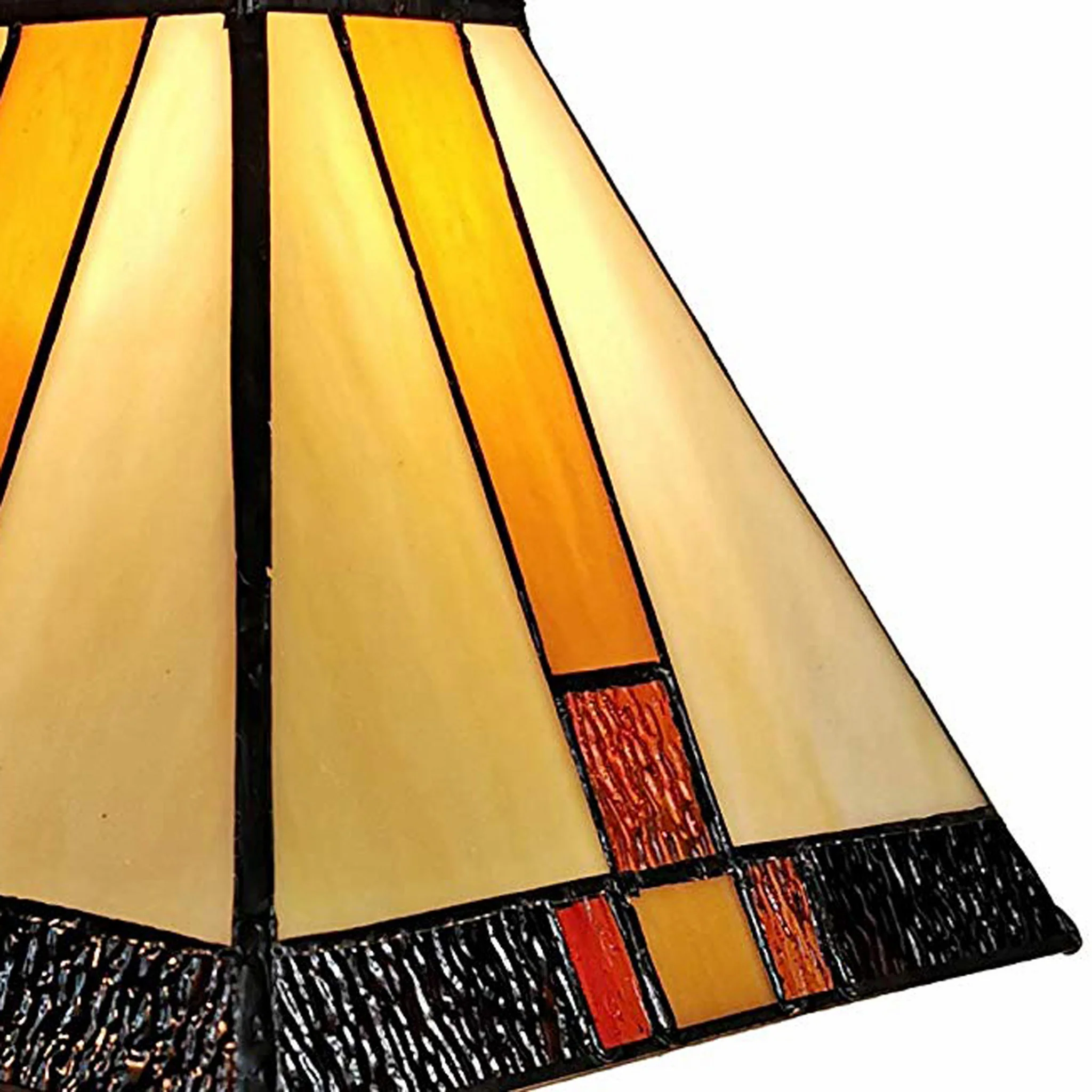 15" Tiffany Amber and Black Mission Style Table Lamp By Homeroots - Image 3