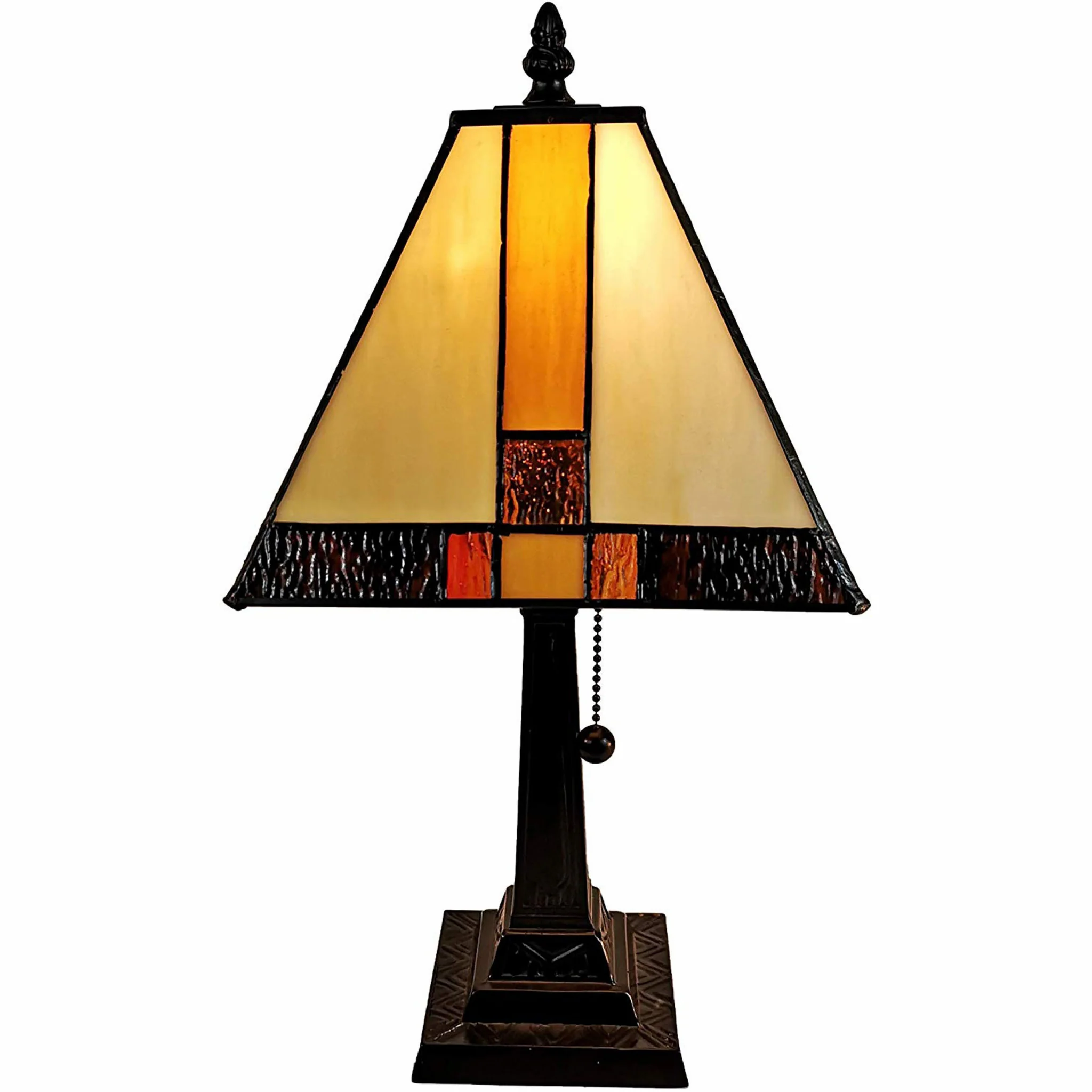 15" Tiffany Amber and Black Mission Style Table Lamp By Homeroots - Image 4