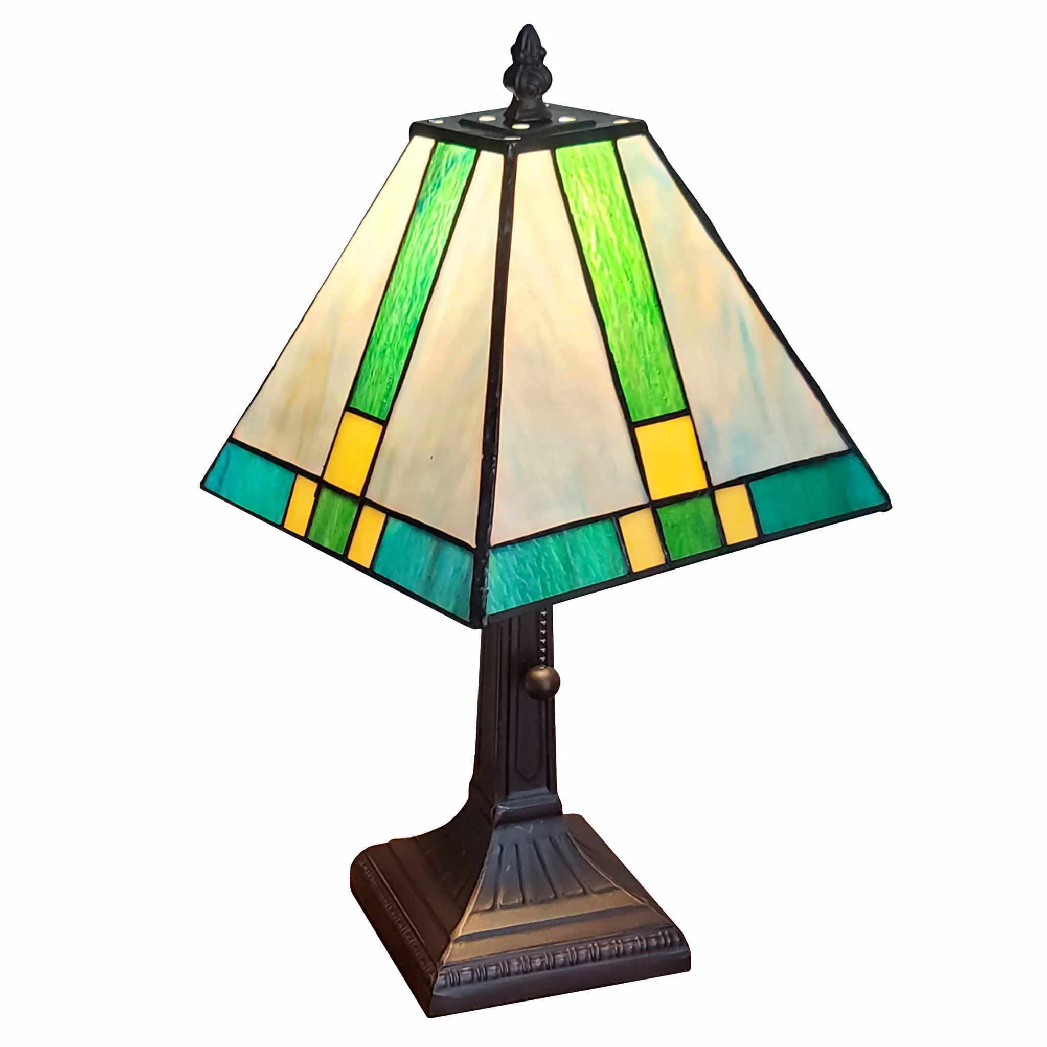 15" Tiffany Cream and Green Mission Style Table Lamp By Homeroots - Image 2