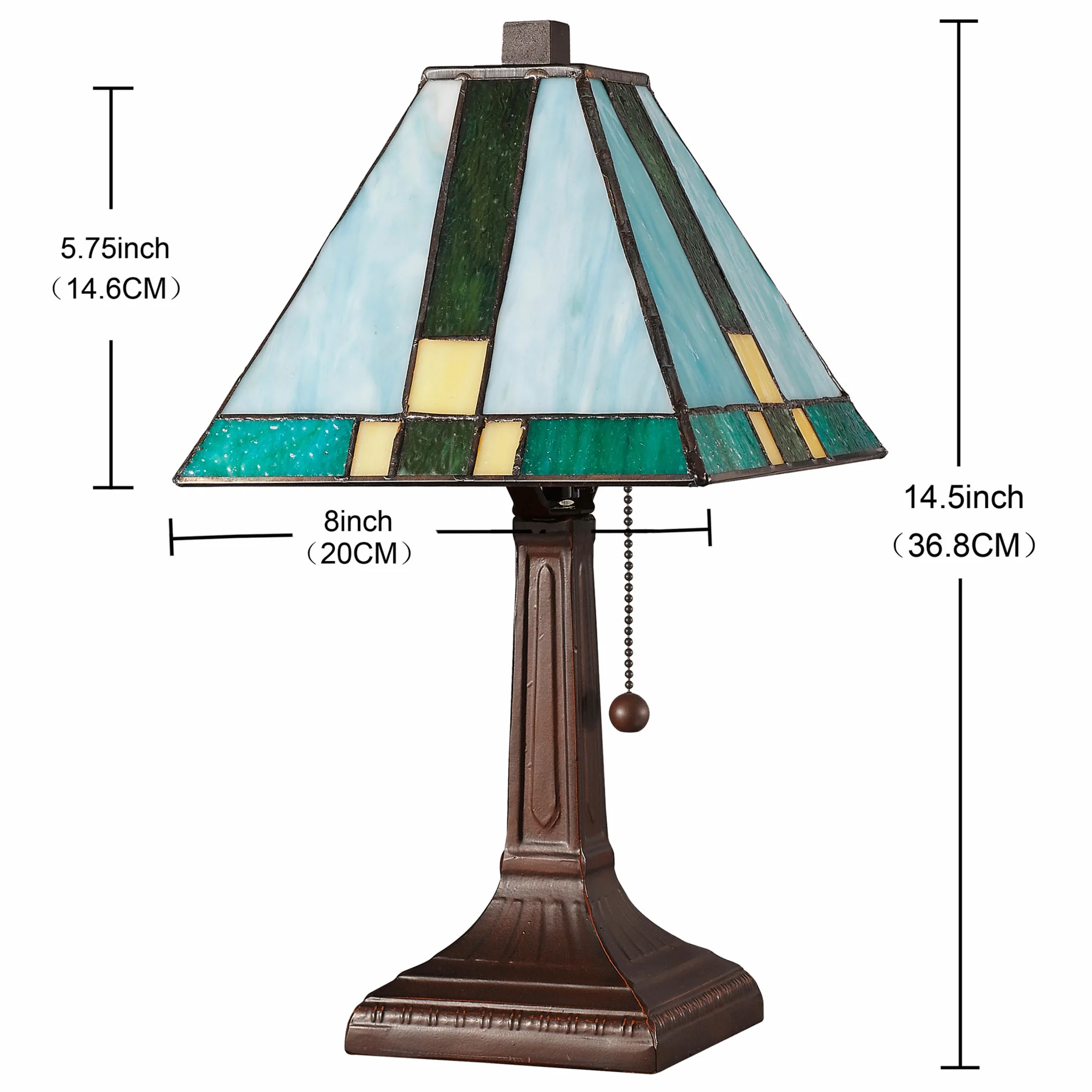 15" Tiffany Cream and Green Mission Style Table Lamp By Homeroots - Image 5