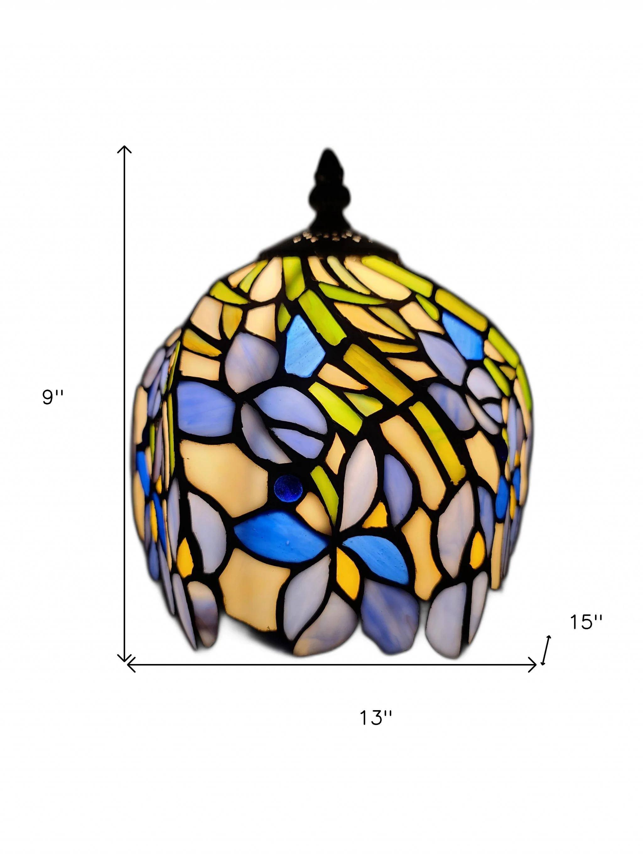 15" Tiffany Style Blue Floral Table Lamp By Homeroots - Image 7