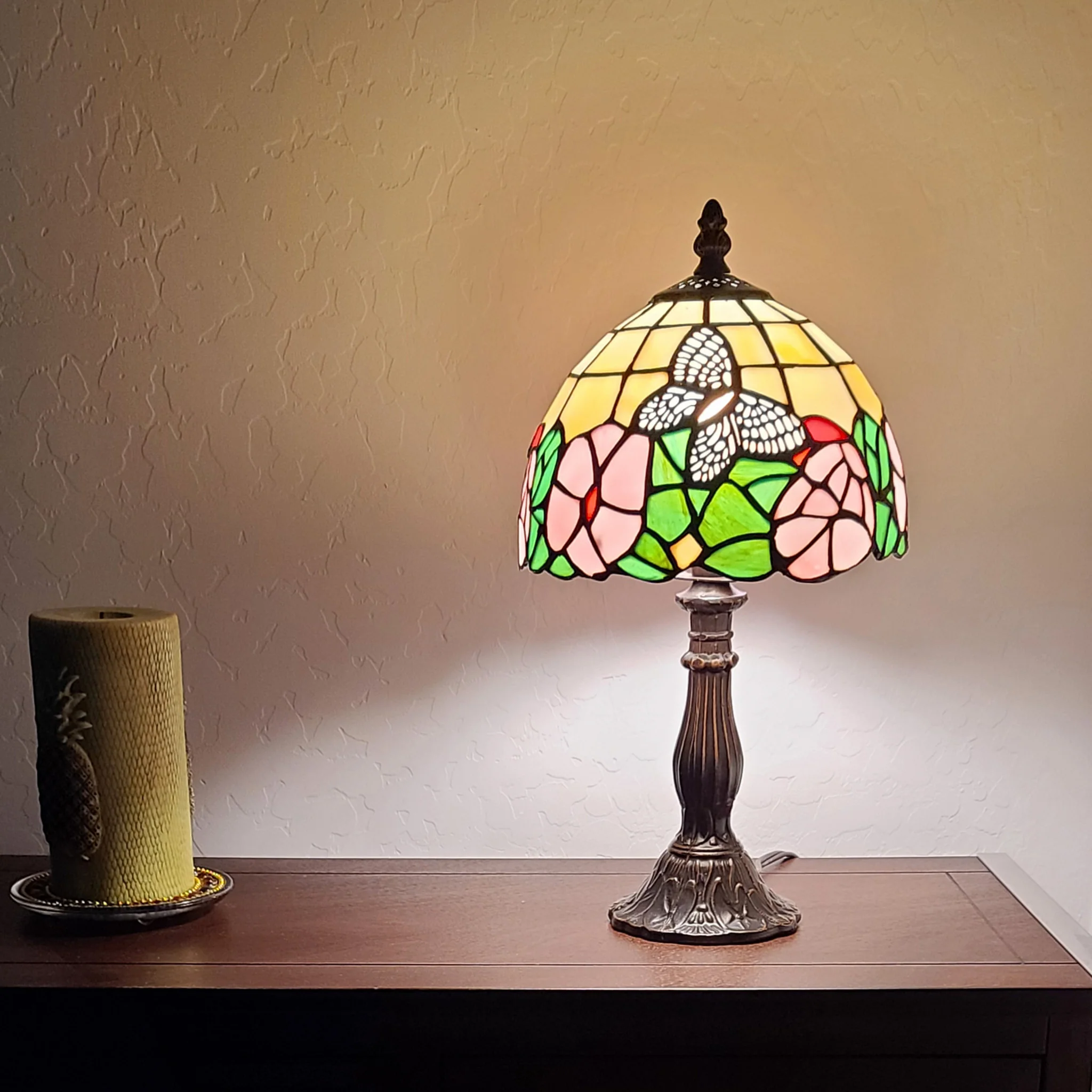 15" Tiffany Style Floral Butterfly Table Lamp By Homeroots - Image 5