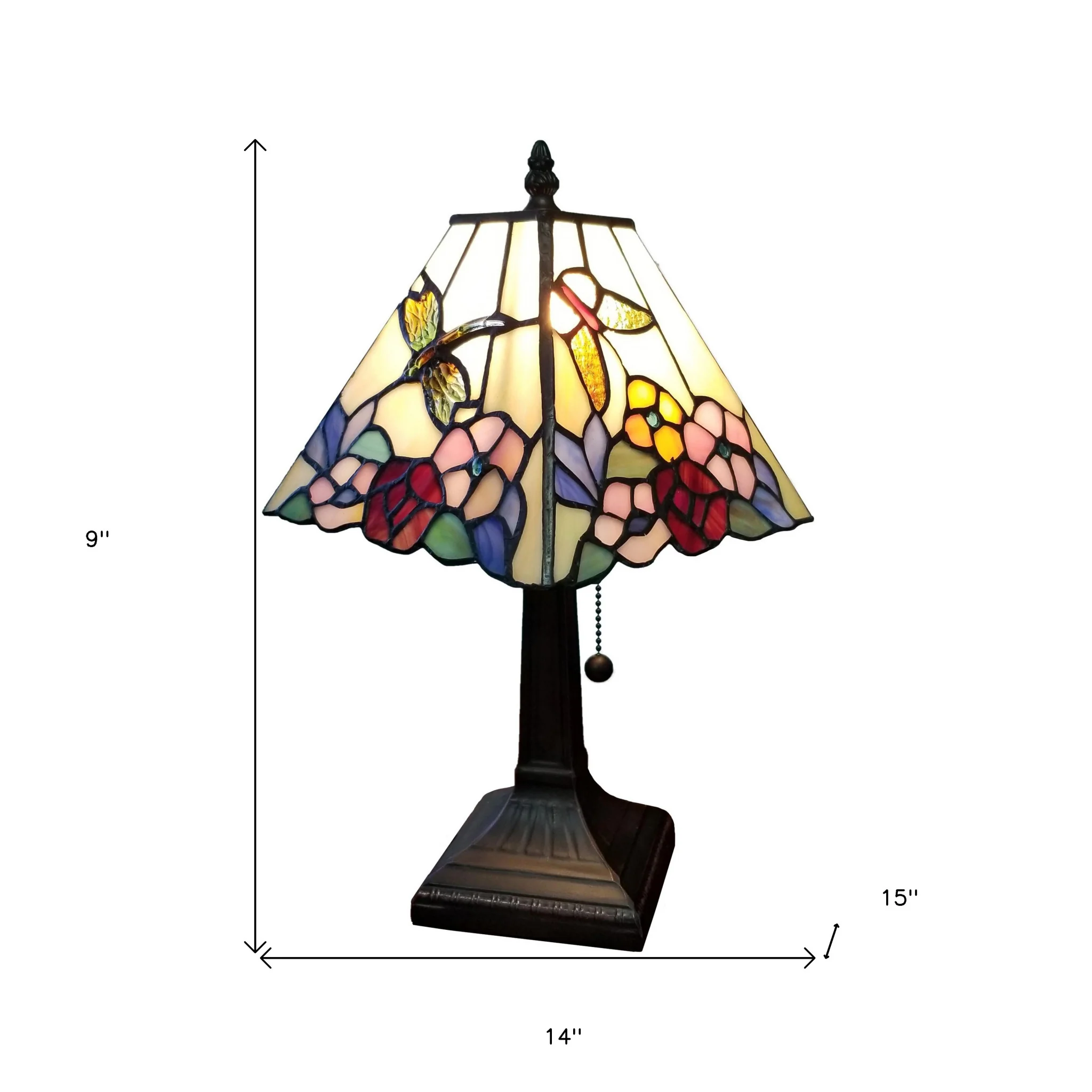 15" Tiffany Style Hummingbird Multi Flower Table Lamp By Homeroots - Image 7