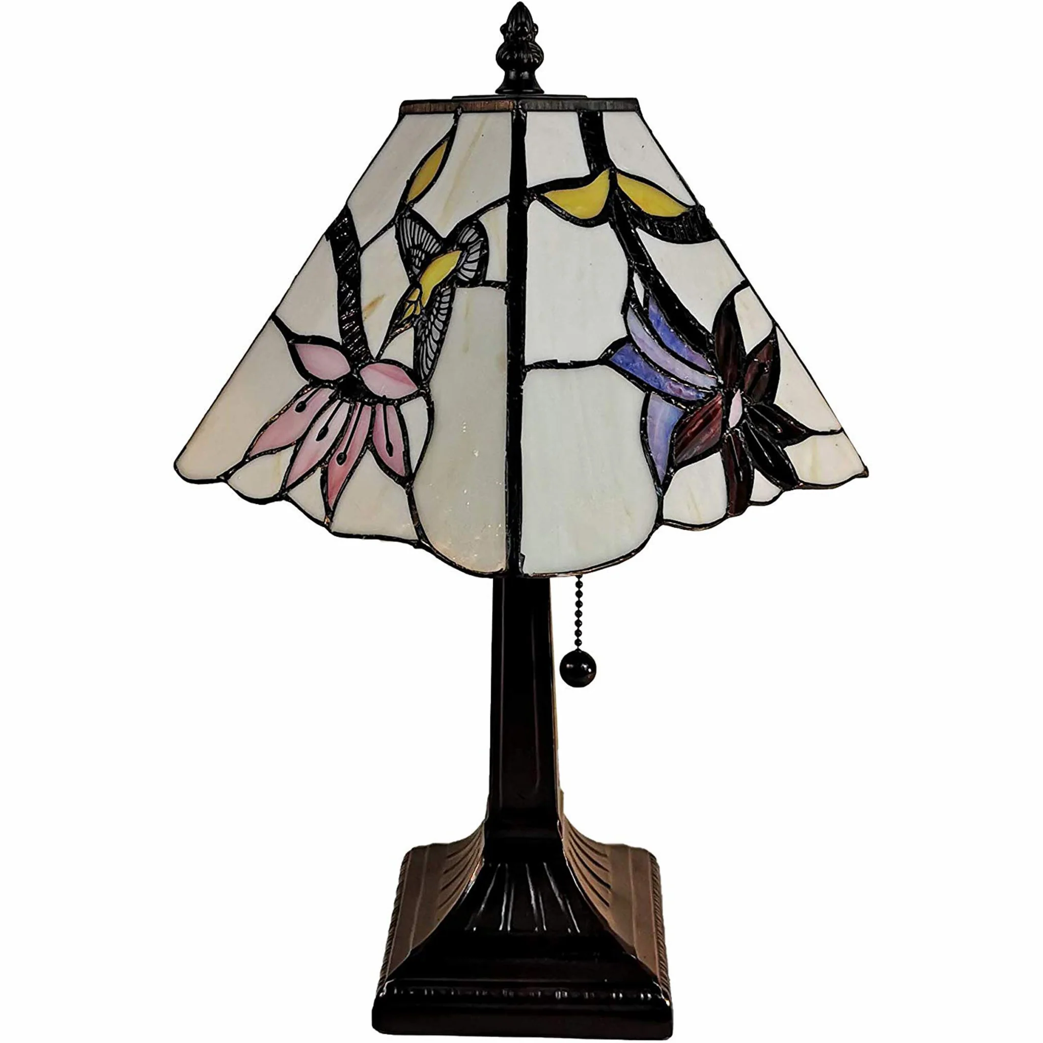 15" Tiffany Style Red Floral Hummingbird Table Lamp By Homeroots - Image 2