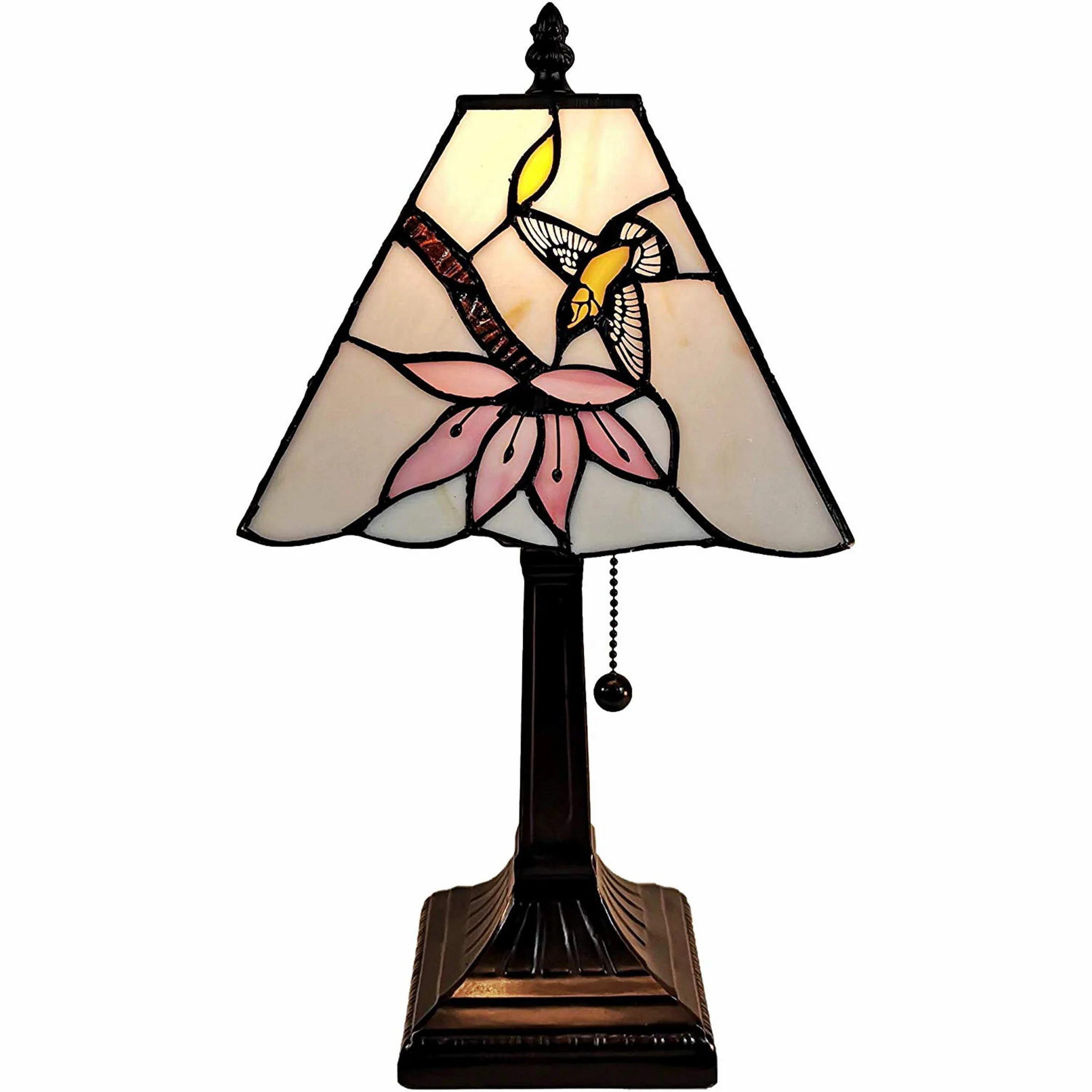 15" Tiffany Style Red Floral Hummingbird Table Lamp By Homeroots - Image 4