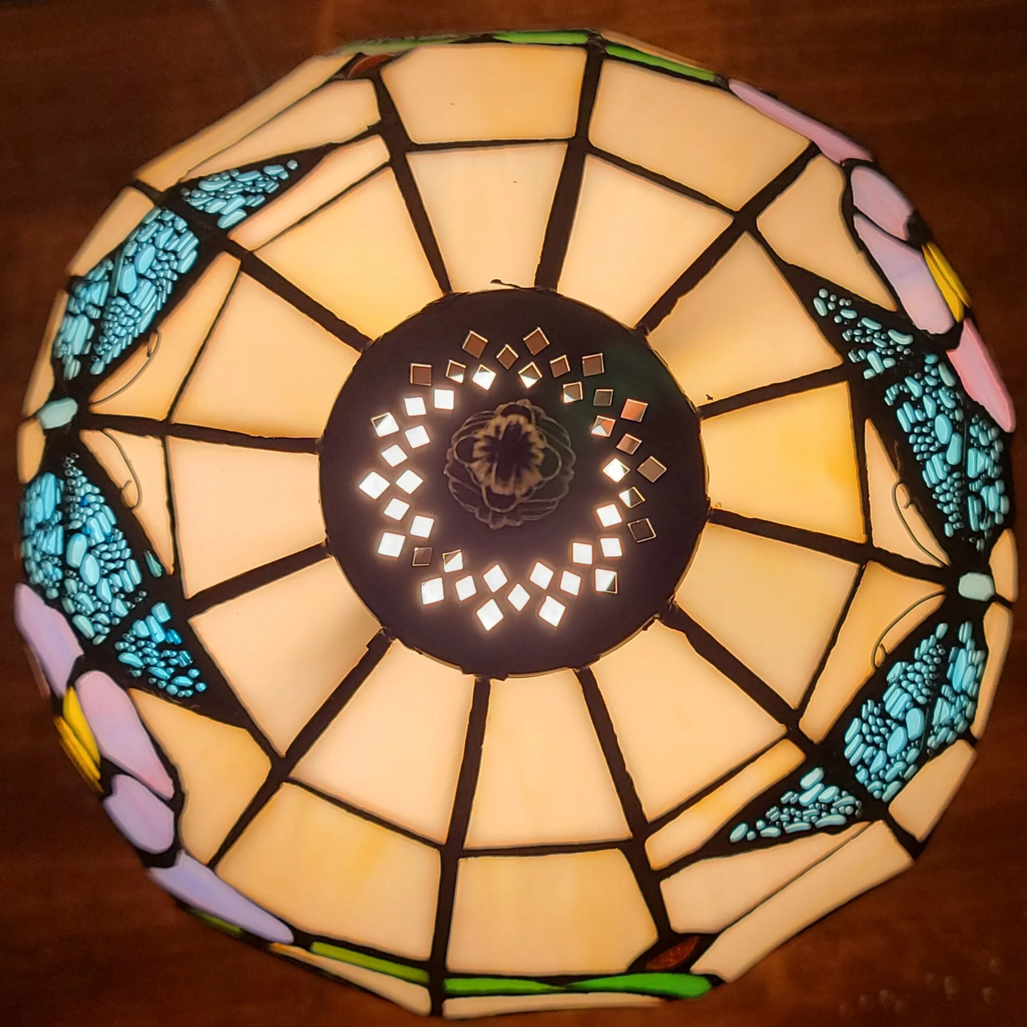 15" Tiffany Style Stained Glass Blue Butterfly Table Lamp By Homeroots - Image 3