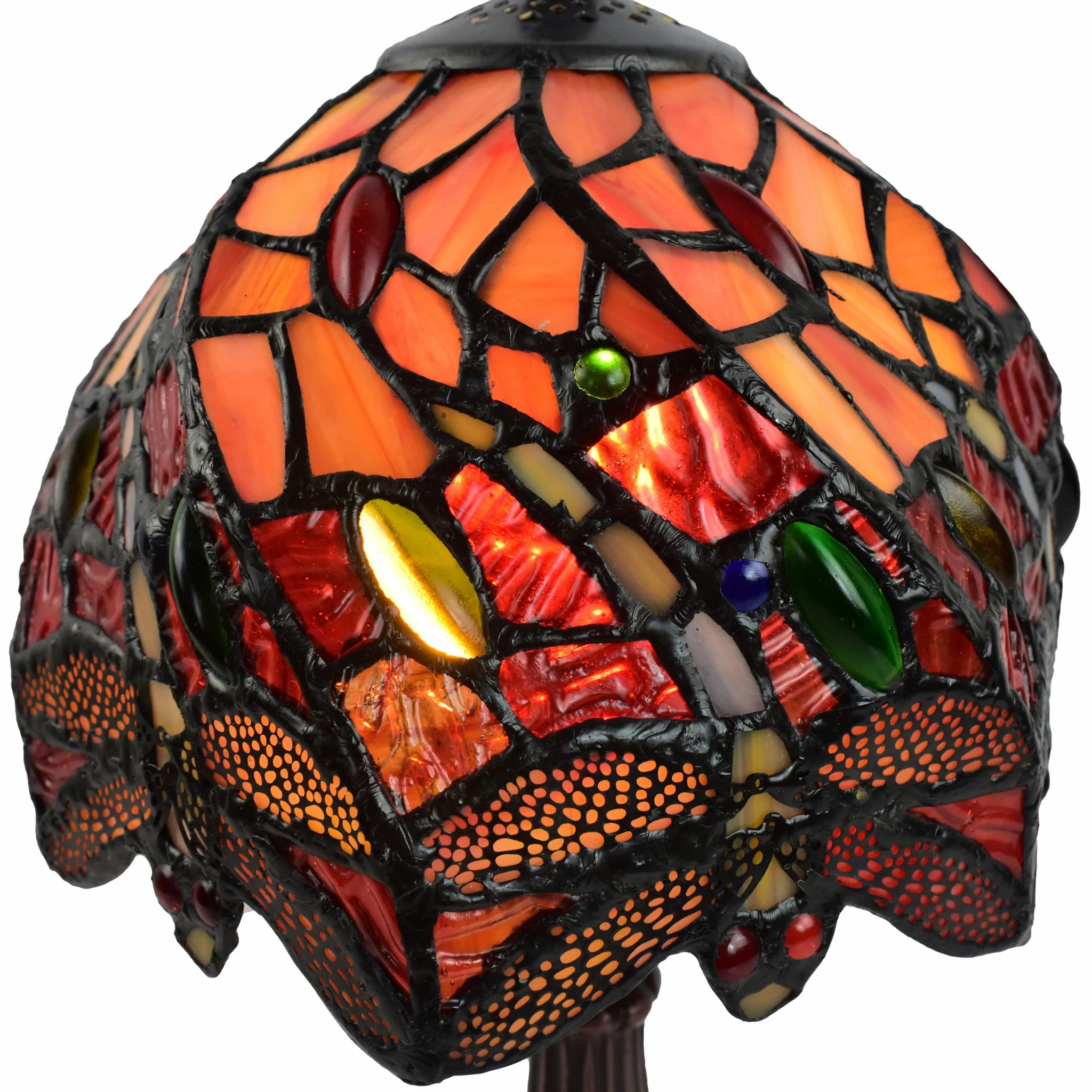 15" Tiffany Style Stained Glass Dragonflies Table Lamp By Homeroots - Image 3