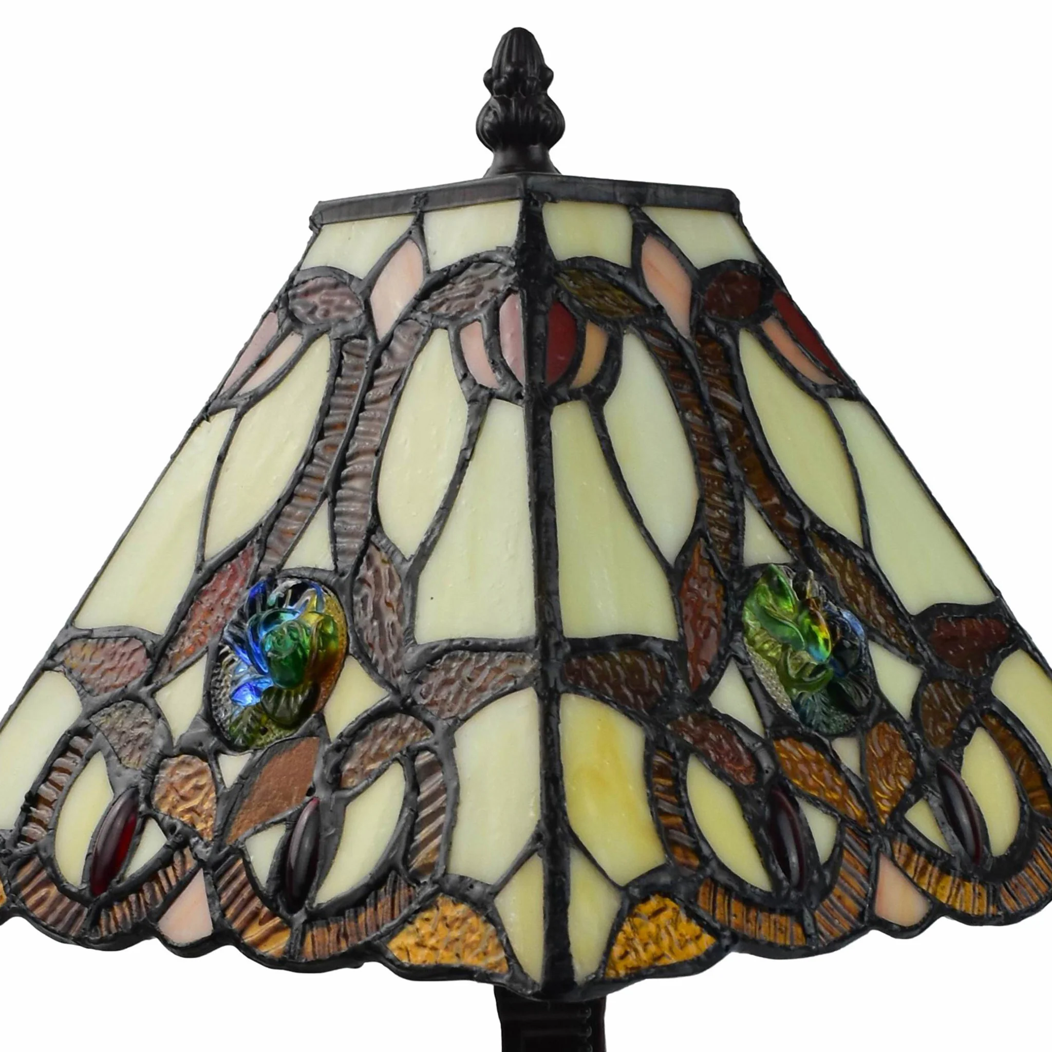 15" Tiffany Style Vintage Abstract Brown Table Lamp By Homeroots - Image 2