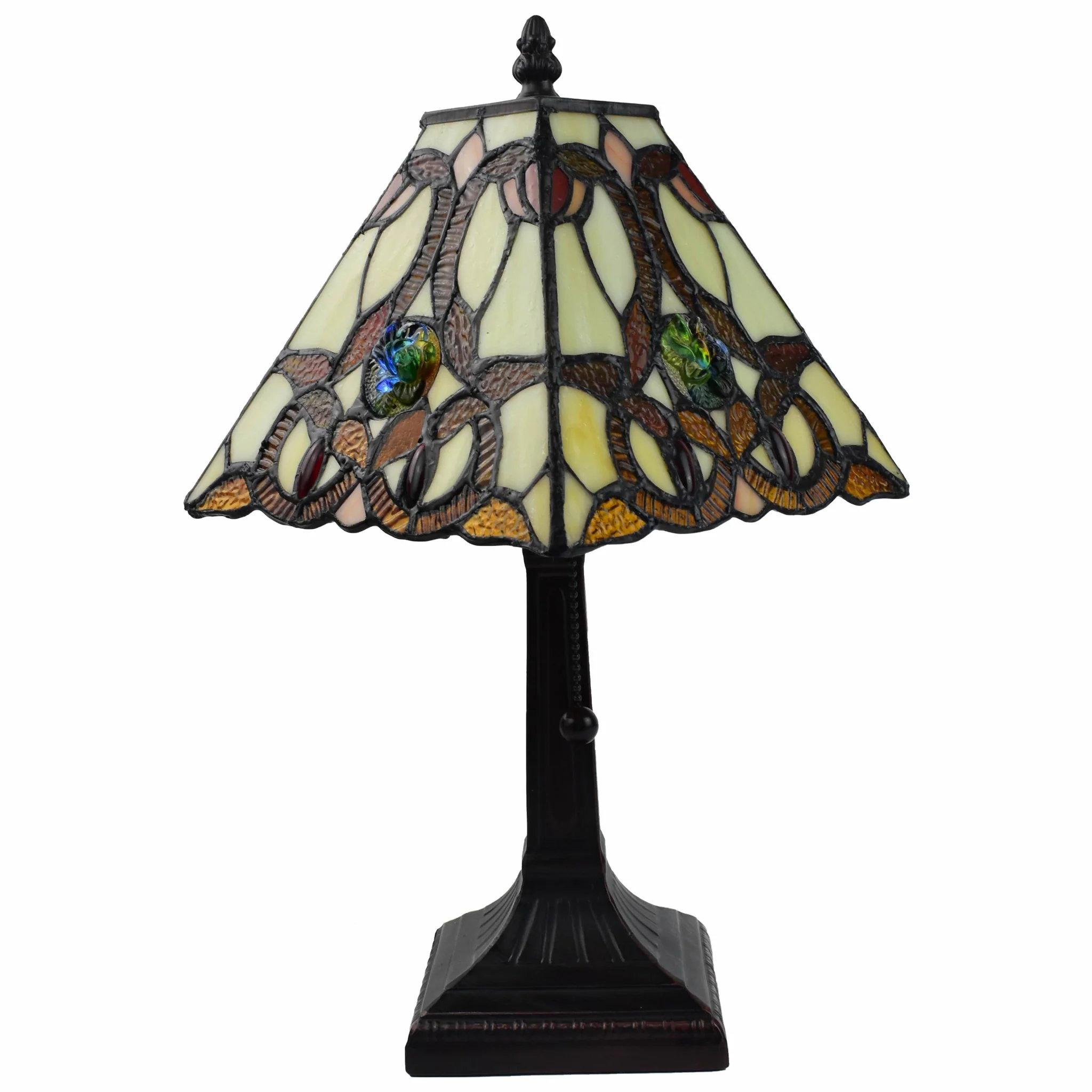 15" Tiffany Style Vintage Abstract Brown Table Lamp By Homeroots - Image 3