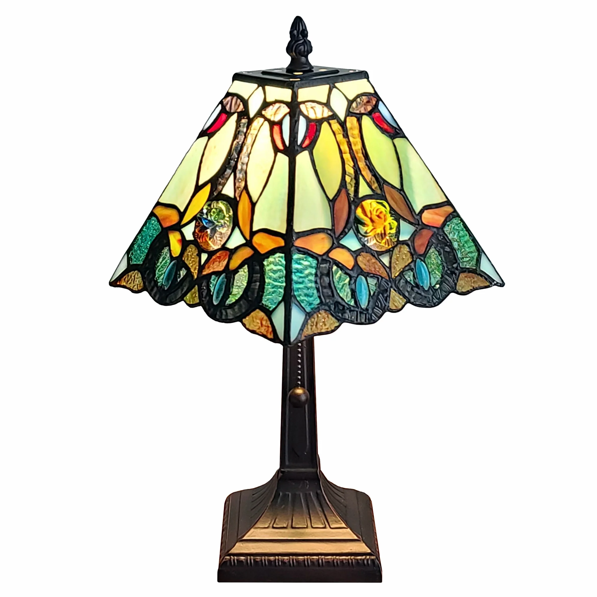 15" Tiffany Style Vintage Abstract Teal Table Lamp By Homeroots - Image 2