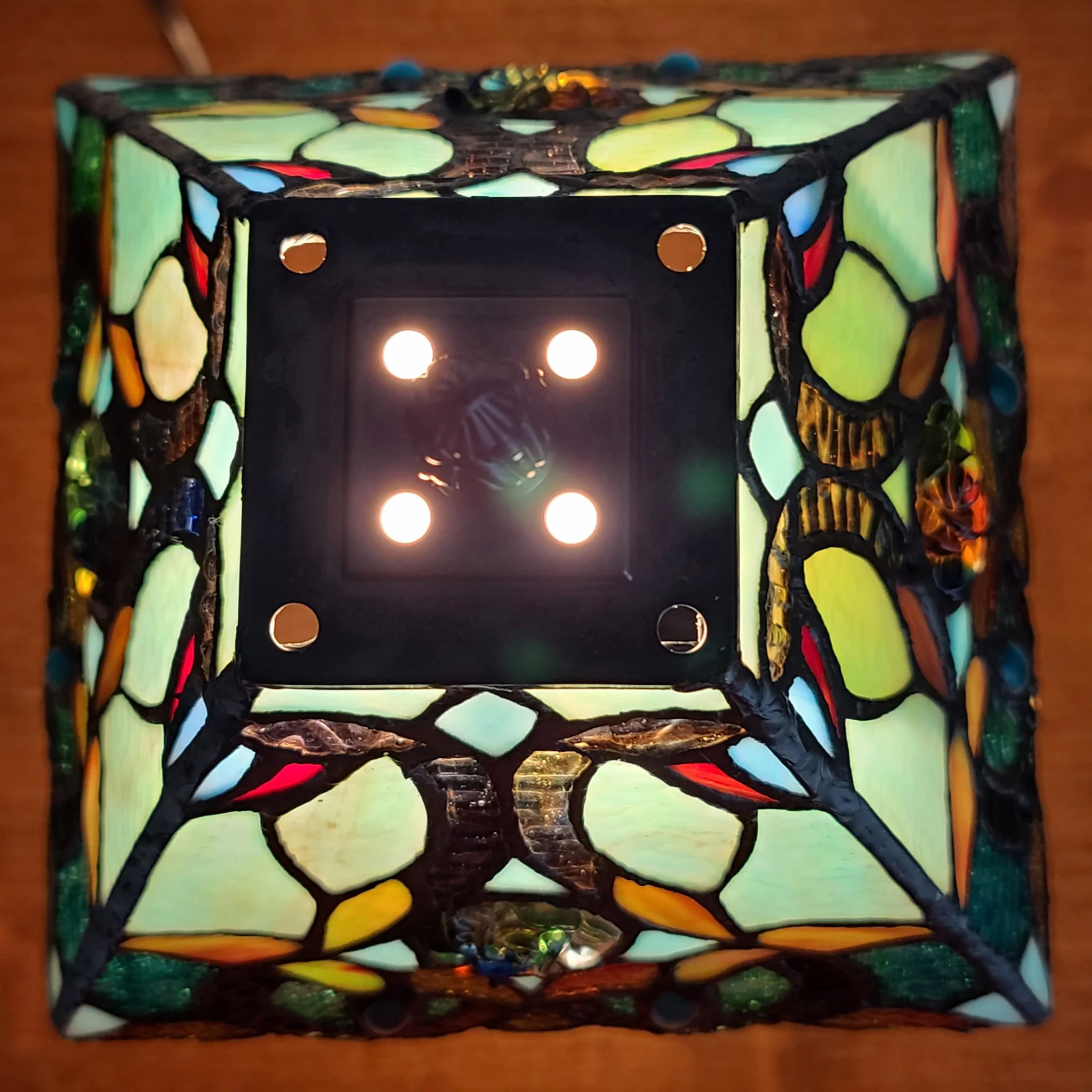15" Tiffany Style Vintage Abstract Teal Table Lamp By Homeroots - Image 3