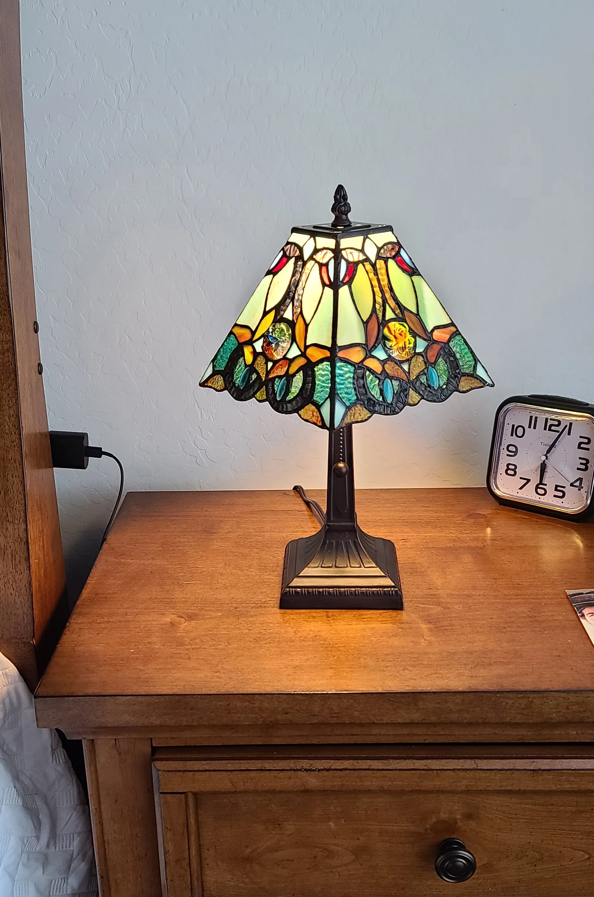 15" Tiffany Style Vintage Abstract Teal Table Lamp By Homeroots - Image 4