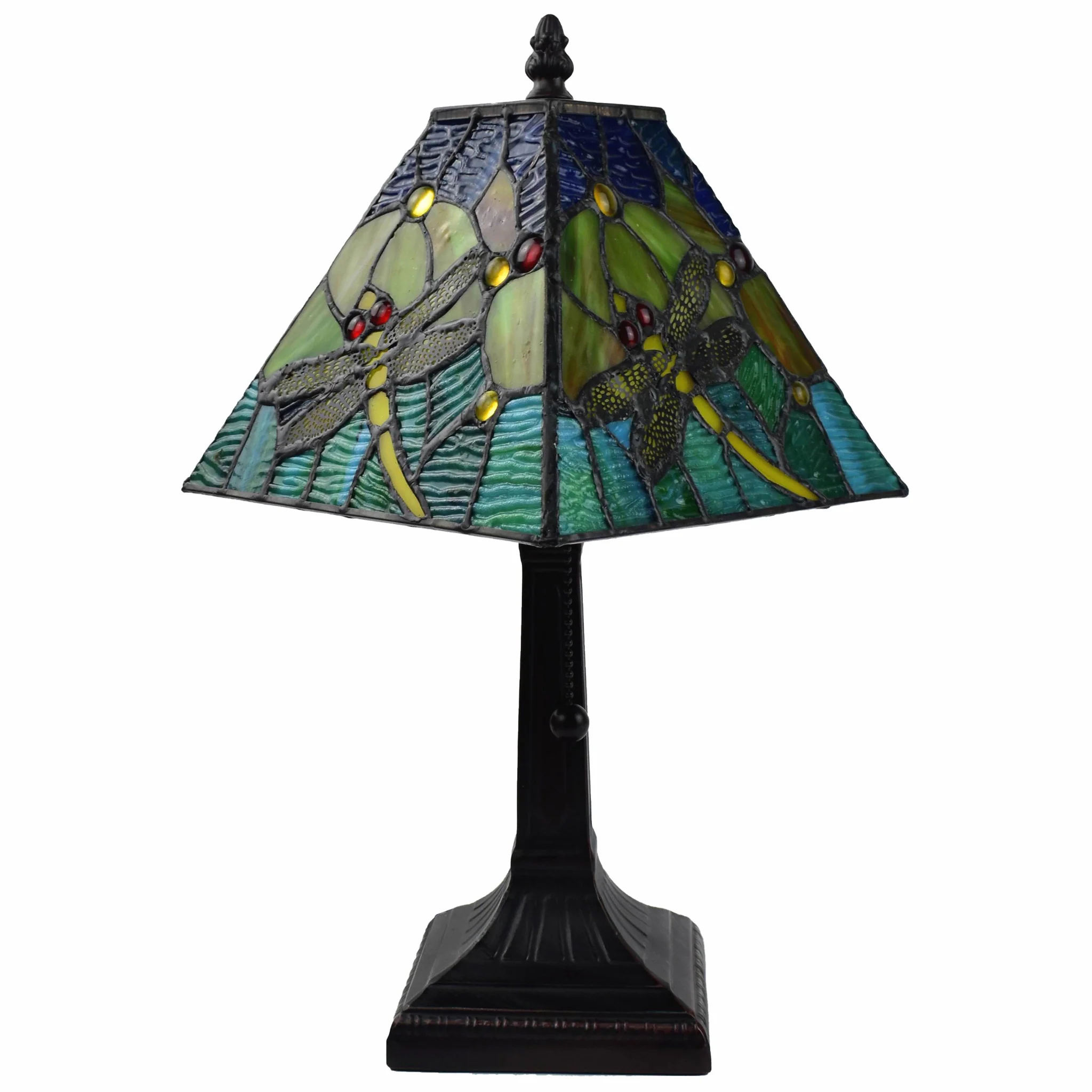 15" Tiffany Style Yellow Dragonflies Jeweled Table Lamp By Homeroots - Image 2