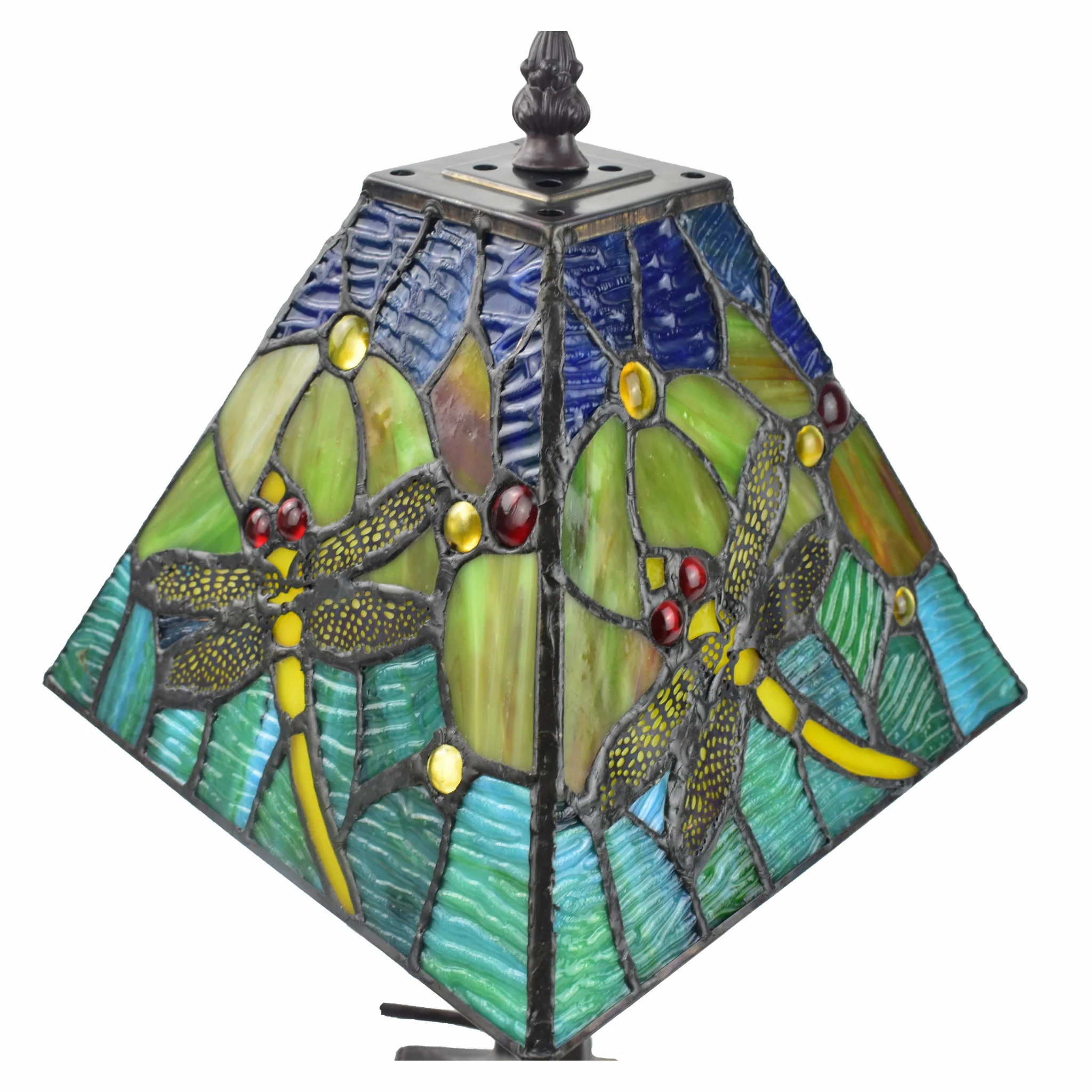 15" Tiffany Style Yellow Dragonflies Jeweled Table Lamp By Homeroots - Image 4