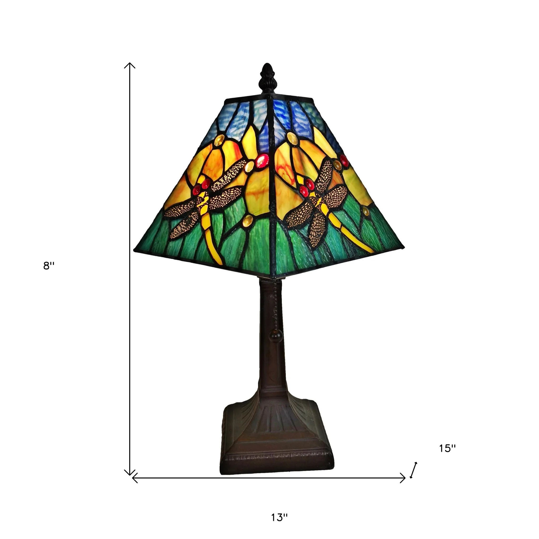 15" Tiffany Style Yellow Dragonflies Jeweled Table Lamp By Homeroots - Image 6