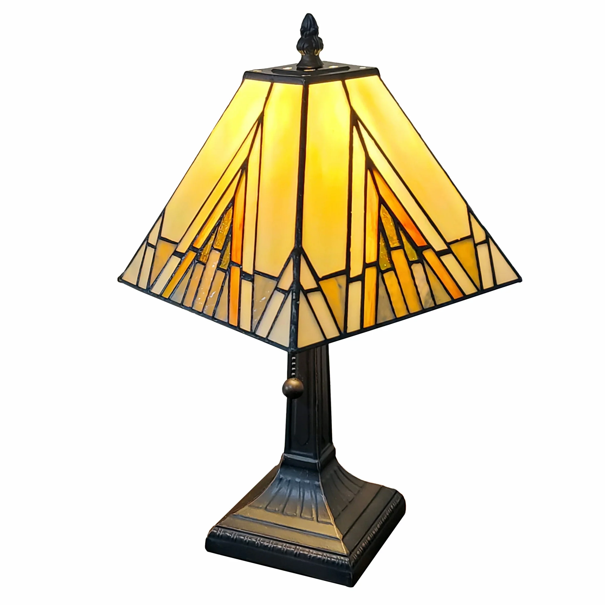 15" Tiffany Yellow and Amber Mission Style Table Lamp By Homeroots - Image 2