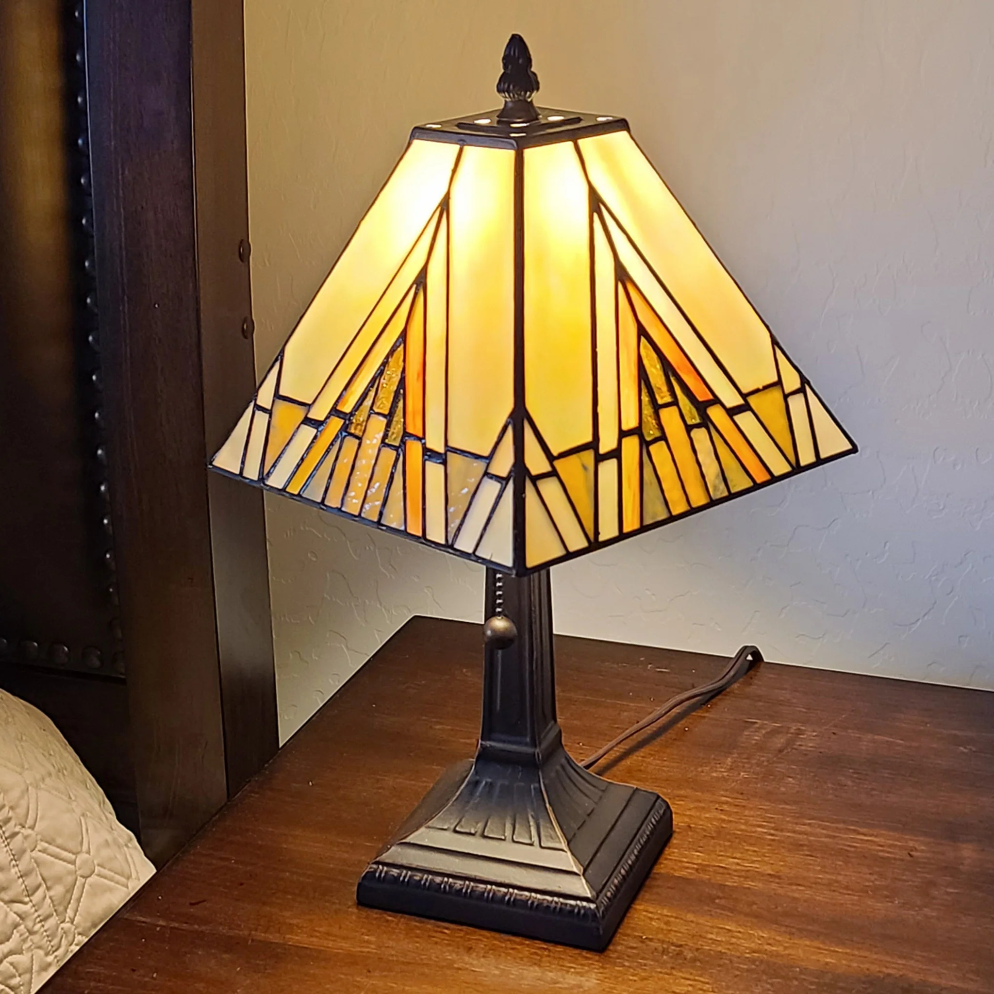 15" Tiffany Yellow and Amber Mission Style Table Lamp By Homeroots - Image 6