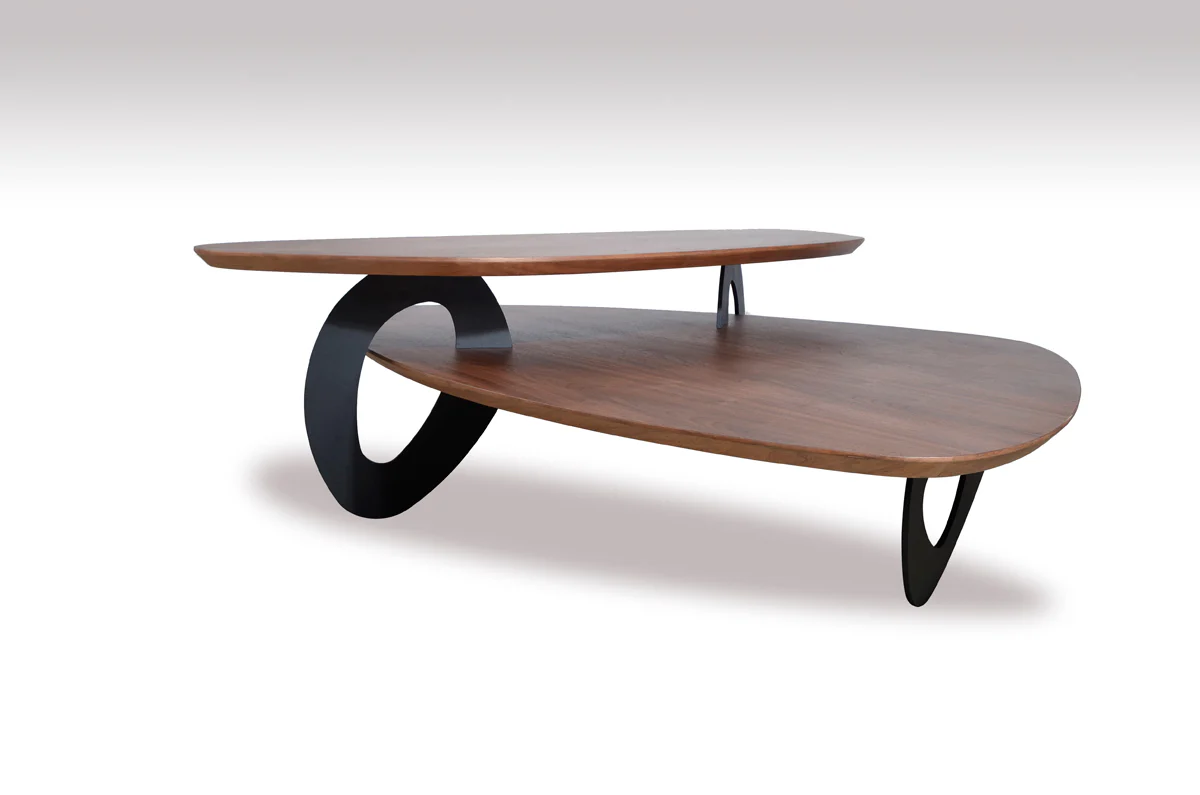 15' Walnut Veneer and Metal Coffee Table By Homeroots - Image 2