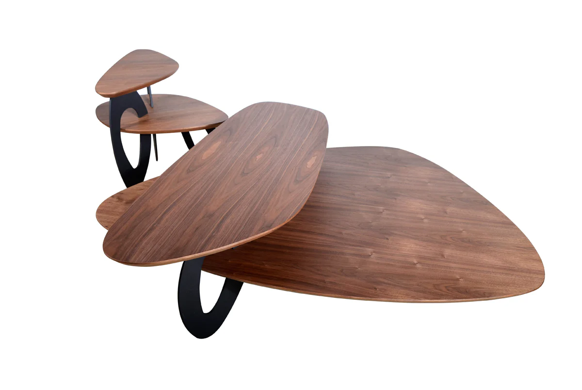 15' Walnut Veneer and Metal Coffee Table By Homeroots - Image 4