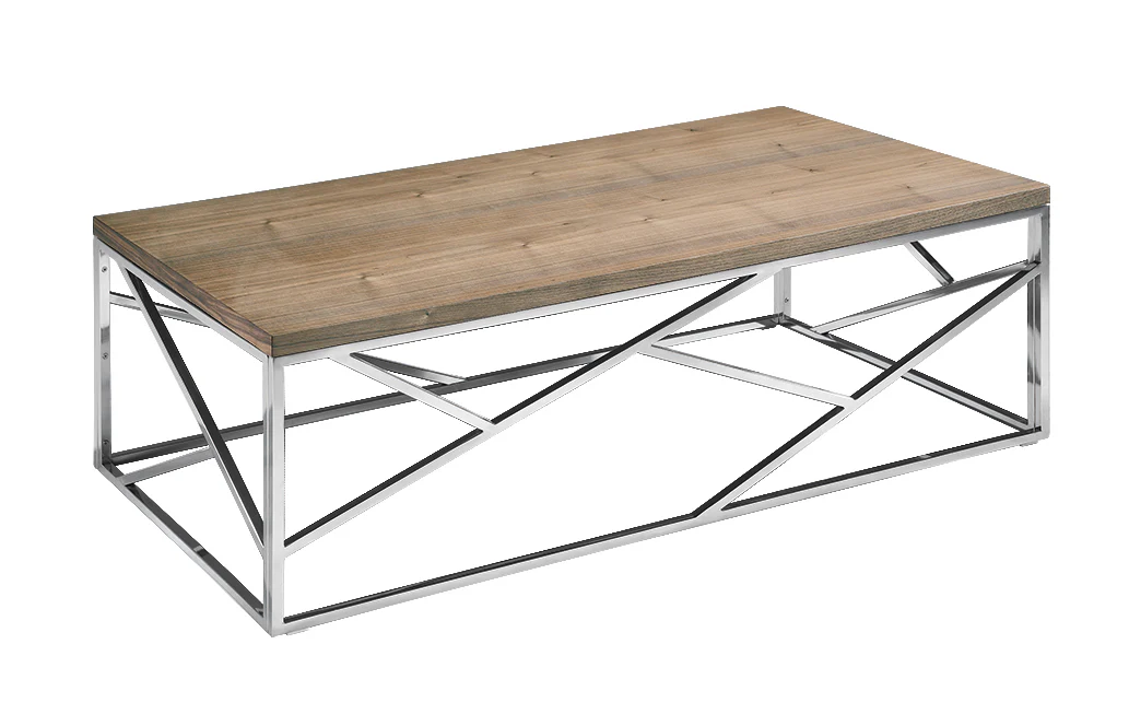 15' Walnut Veneer and Steel Coffee Table By Homeroots - Image 3
