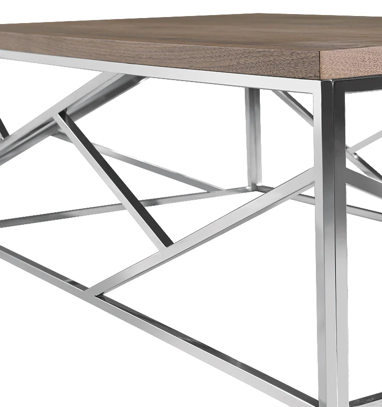 15' Walnut Veneer and Steel Coffee Table By Homeroots - Image 5