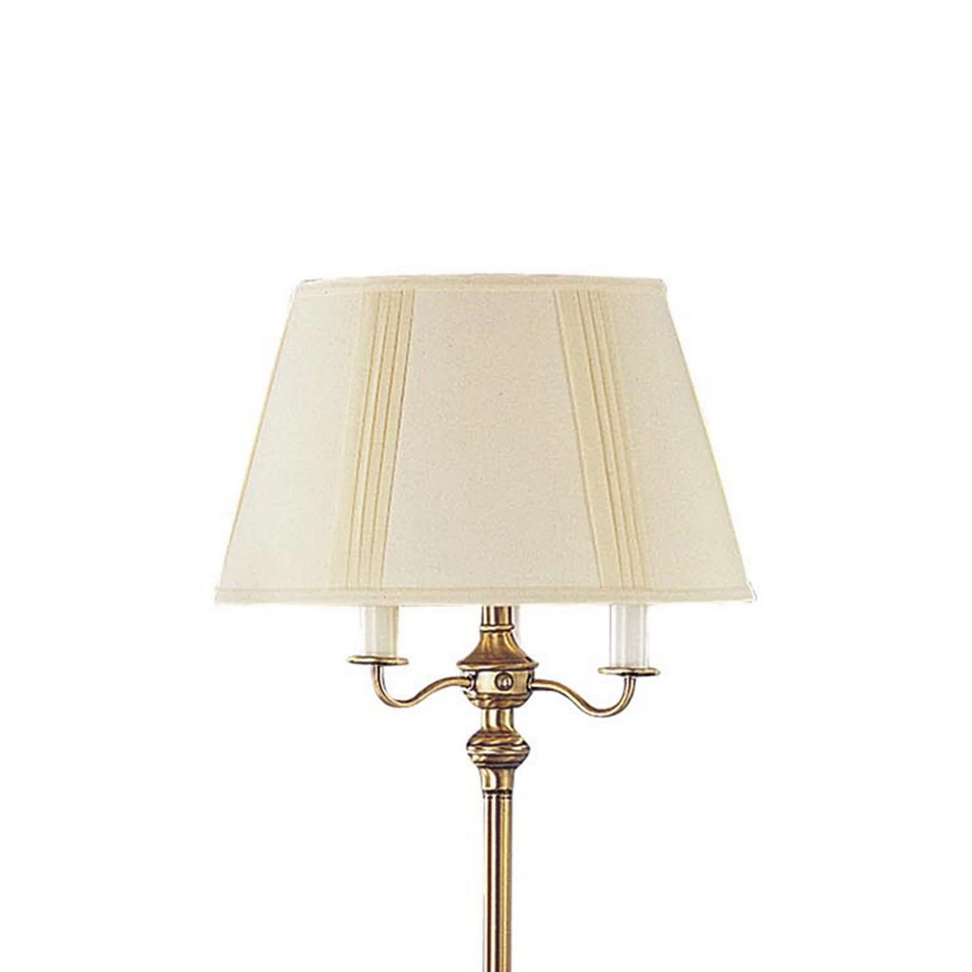 150 Watt 6 Way Metal Floor Lamp With Fabric Tapered Shade, Gold By Benzara - Image 2