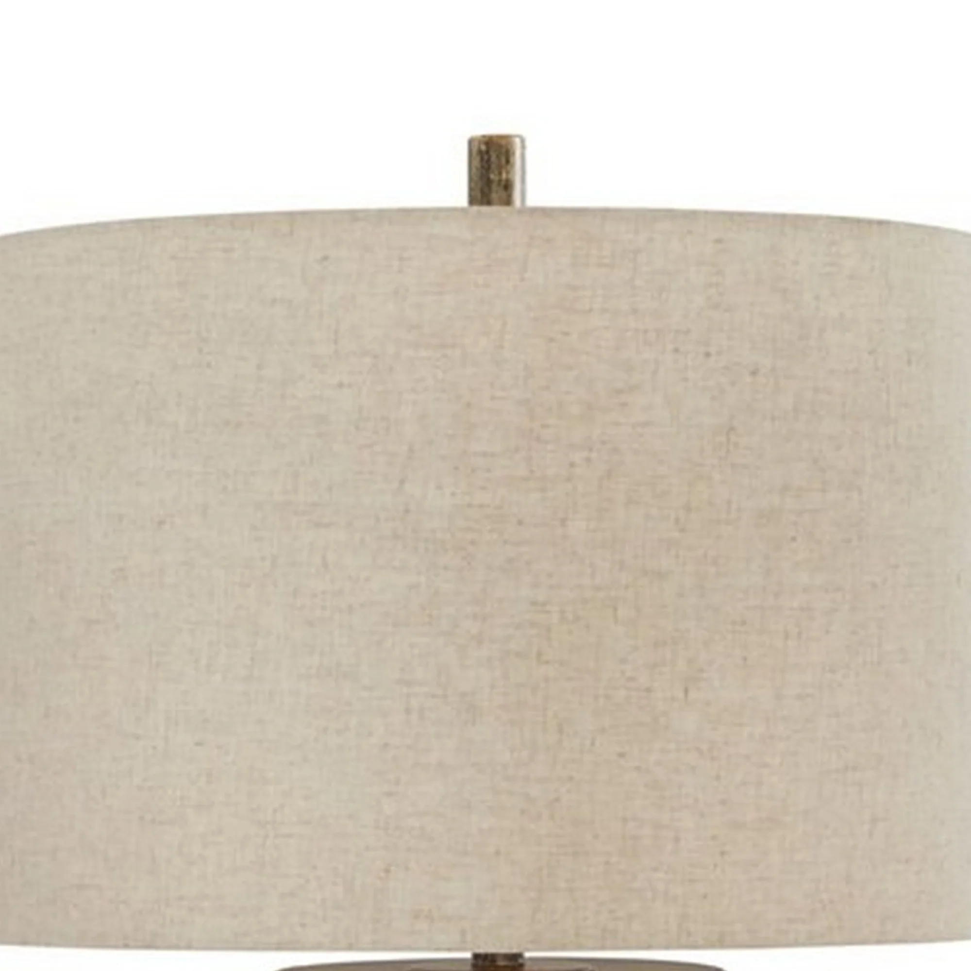 150 Watt Metal Body Table  Lamp With Network Design Gray And Beige By Benzara - Image 5