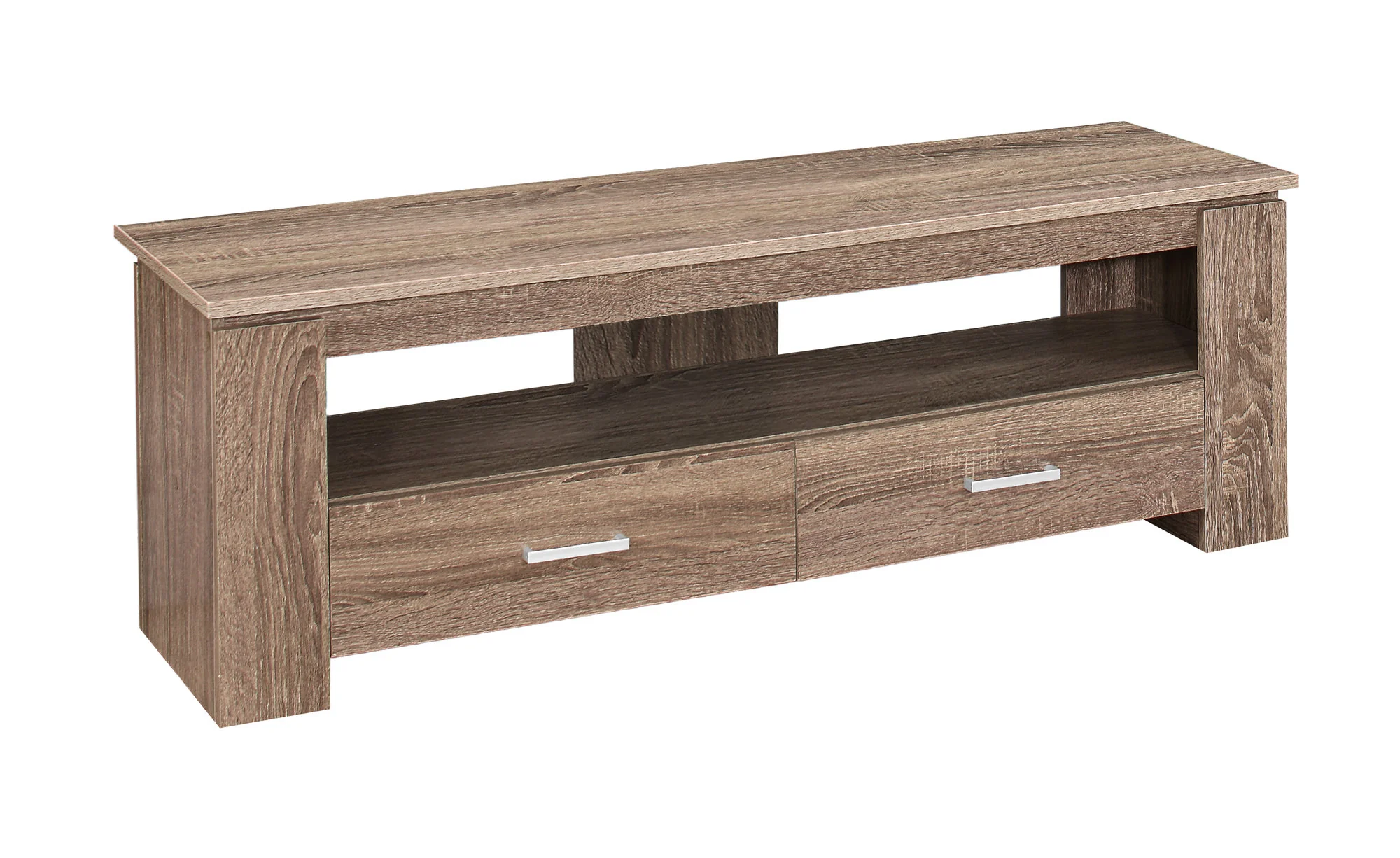 16.25" Dark Taupe Particle Board And Laminate TV Stand With 2 Storage Drawers By Homeroots - Image 2