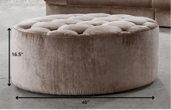 16.5' MDF and Velour Ottoman Tufted with Artificial Crystals By Homeroots - Image 2