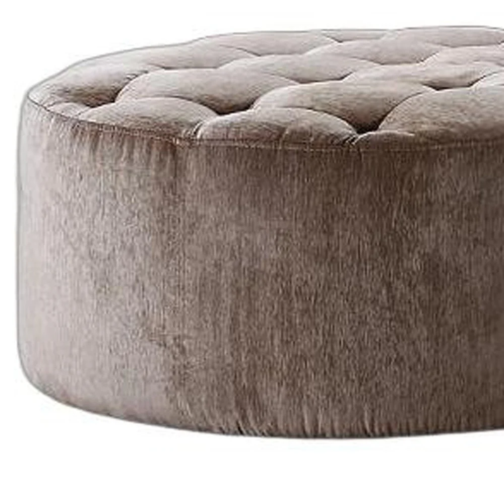 16.5' MDF and Velour Ottoman Tufted with Artificial Crystals By Homeroots - Image 5