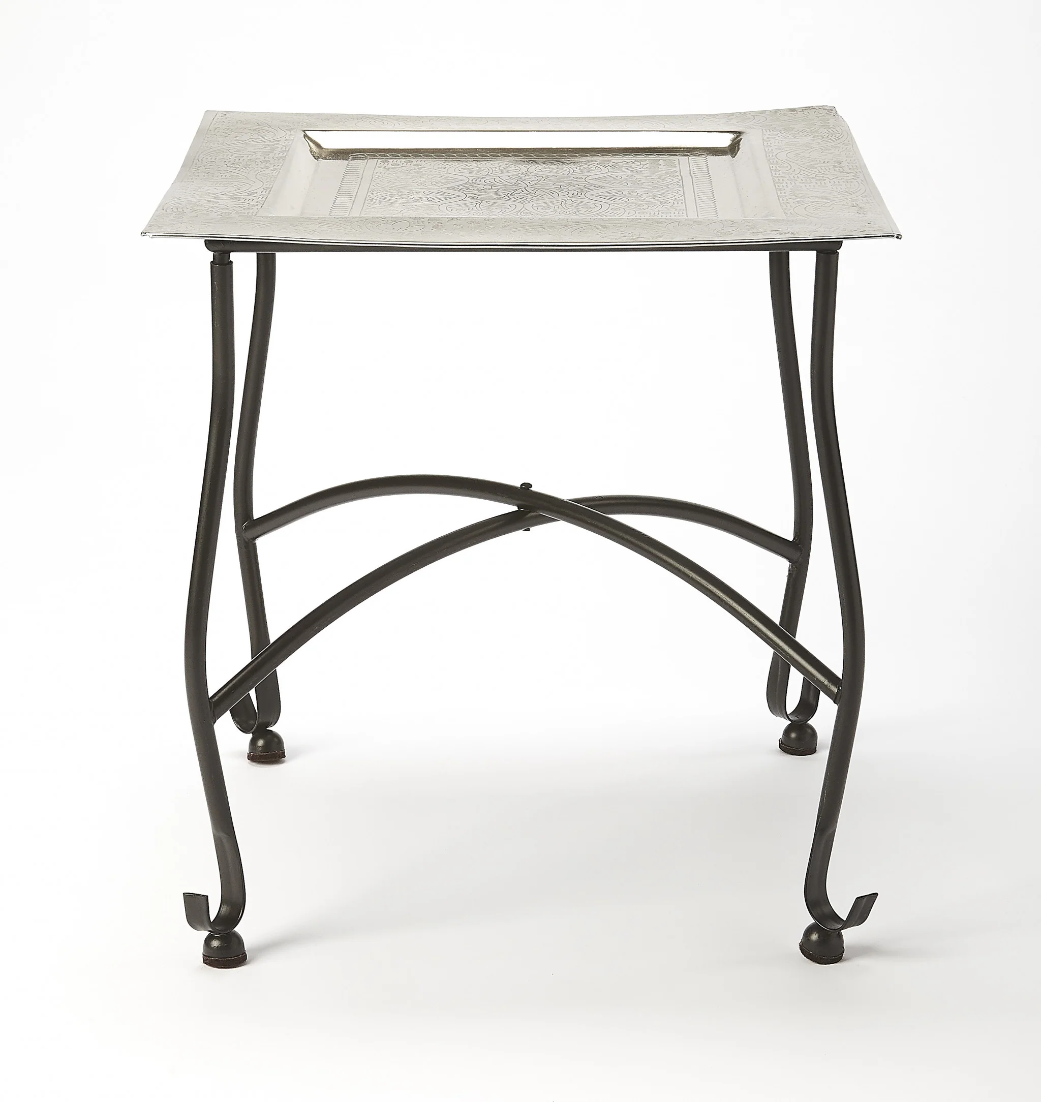 16" Black And Silver Textured Aluminum Square End Table By Homeroots - Image 2