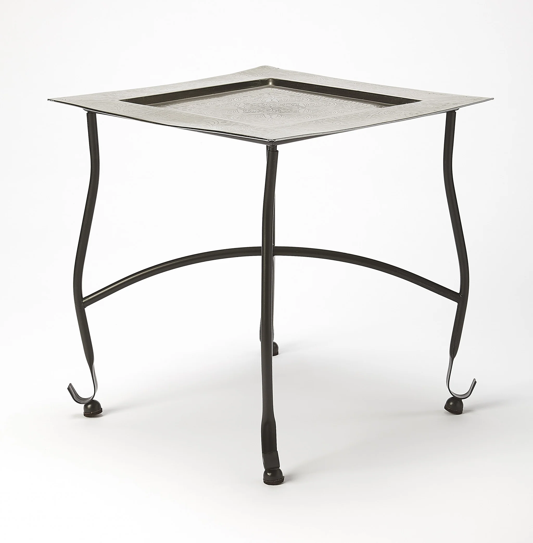 16" Black And Silver Textured Aluminum Square End Table By Homeroots - Image 3