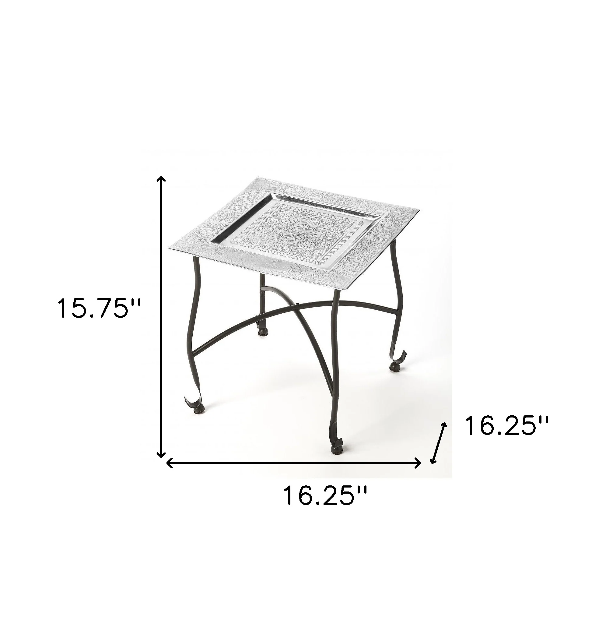 16" Black And Silver Textured Aluminum Square End Table By Homeroots - Image 8