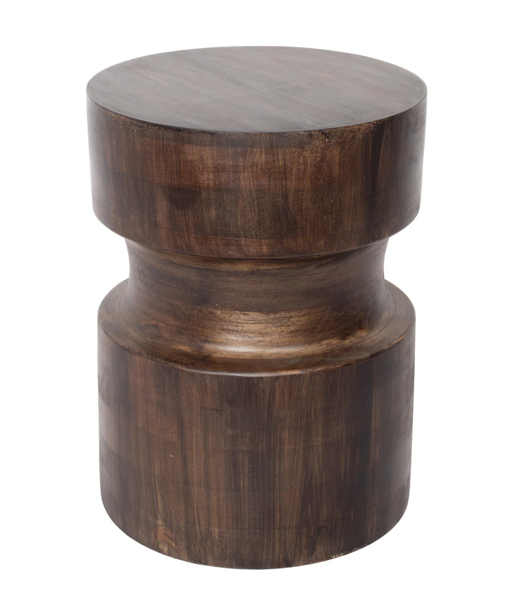 16" Brown Solid Wood Drum End Table By Homeroots - Image 4
