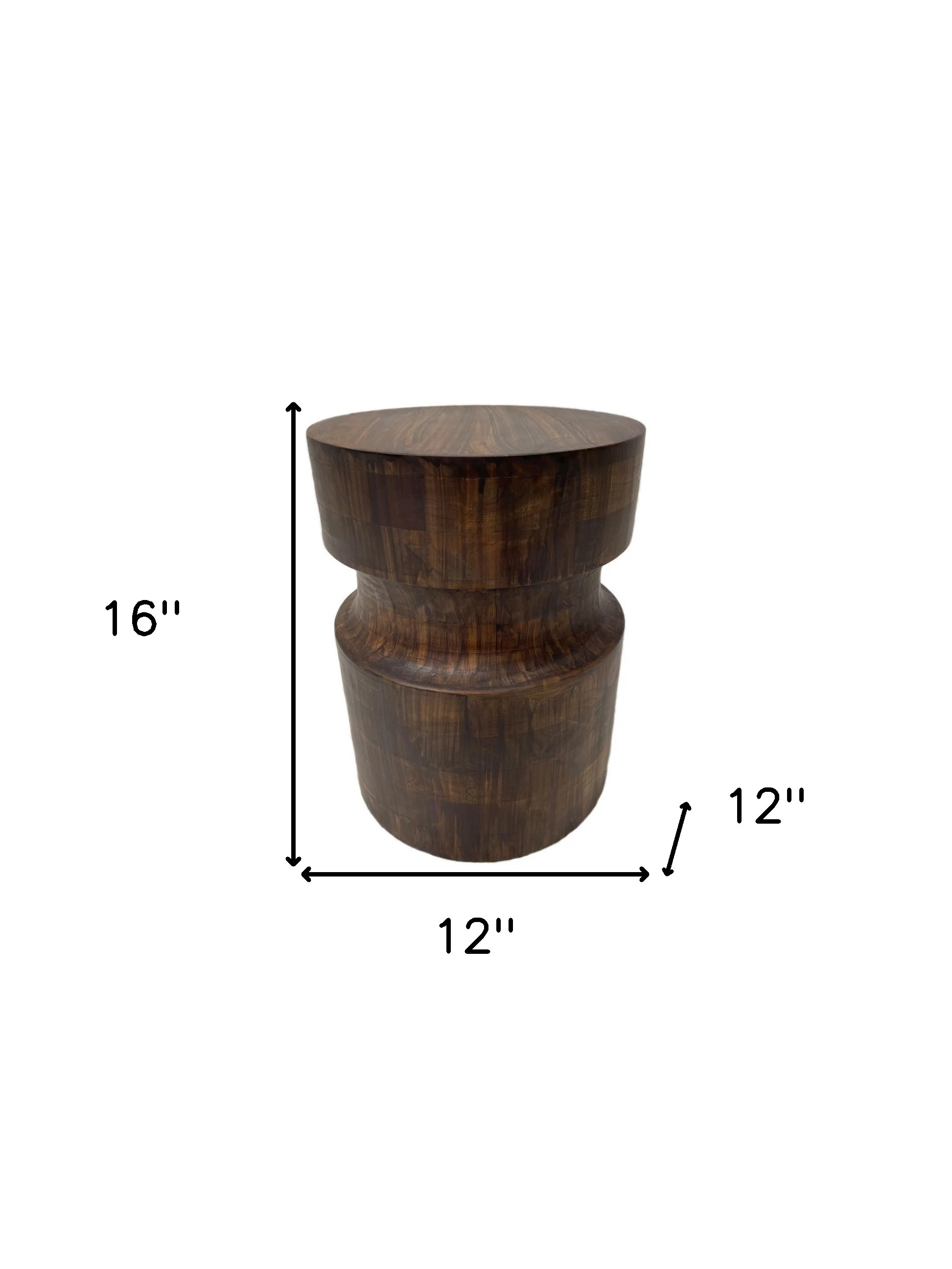 16" Brown Solid Wood Drum End Table By Homeroots - Image 7