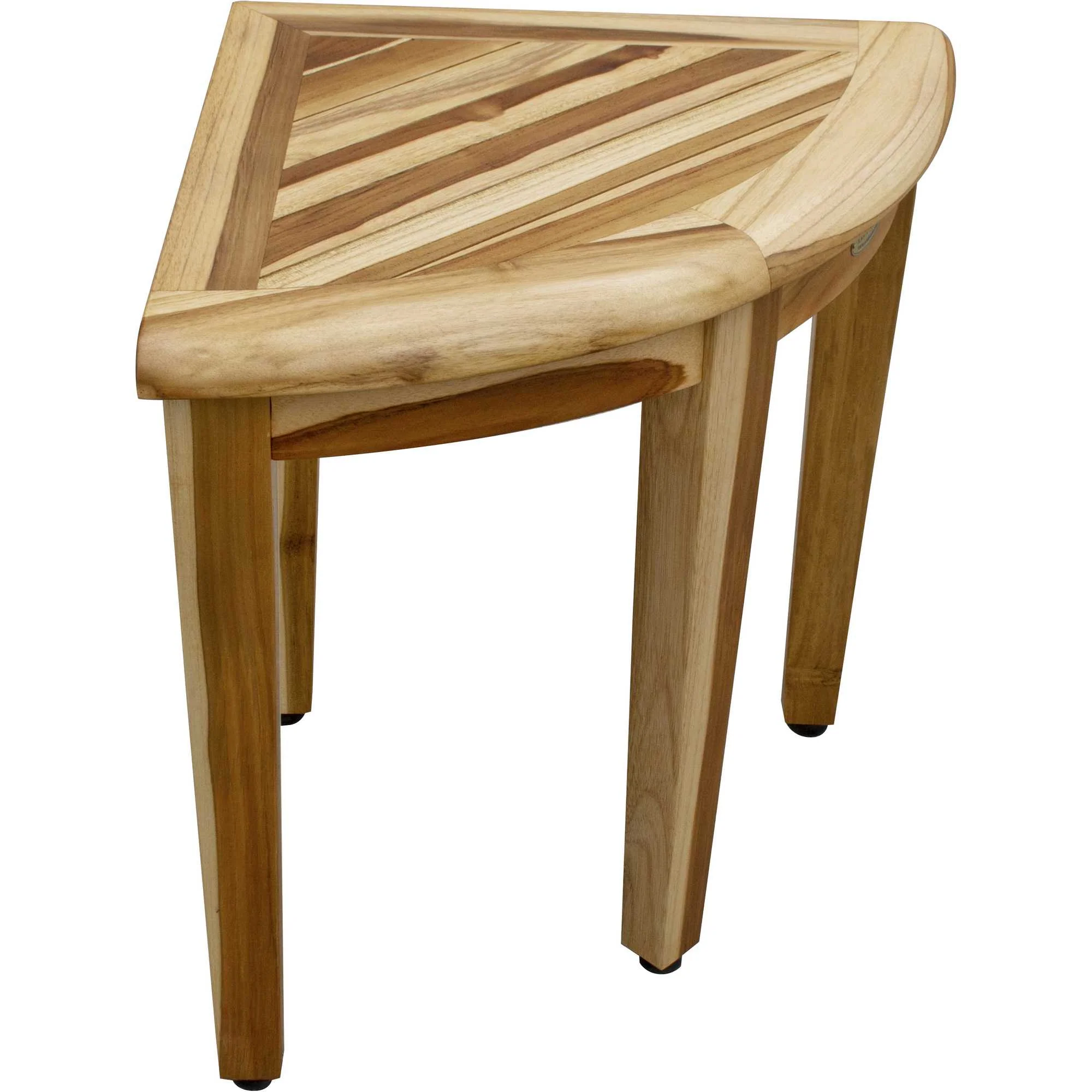 16" Compact Teak Corner Shower Stool with Shelf in Natural Finish By Homeroots - Image 2