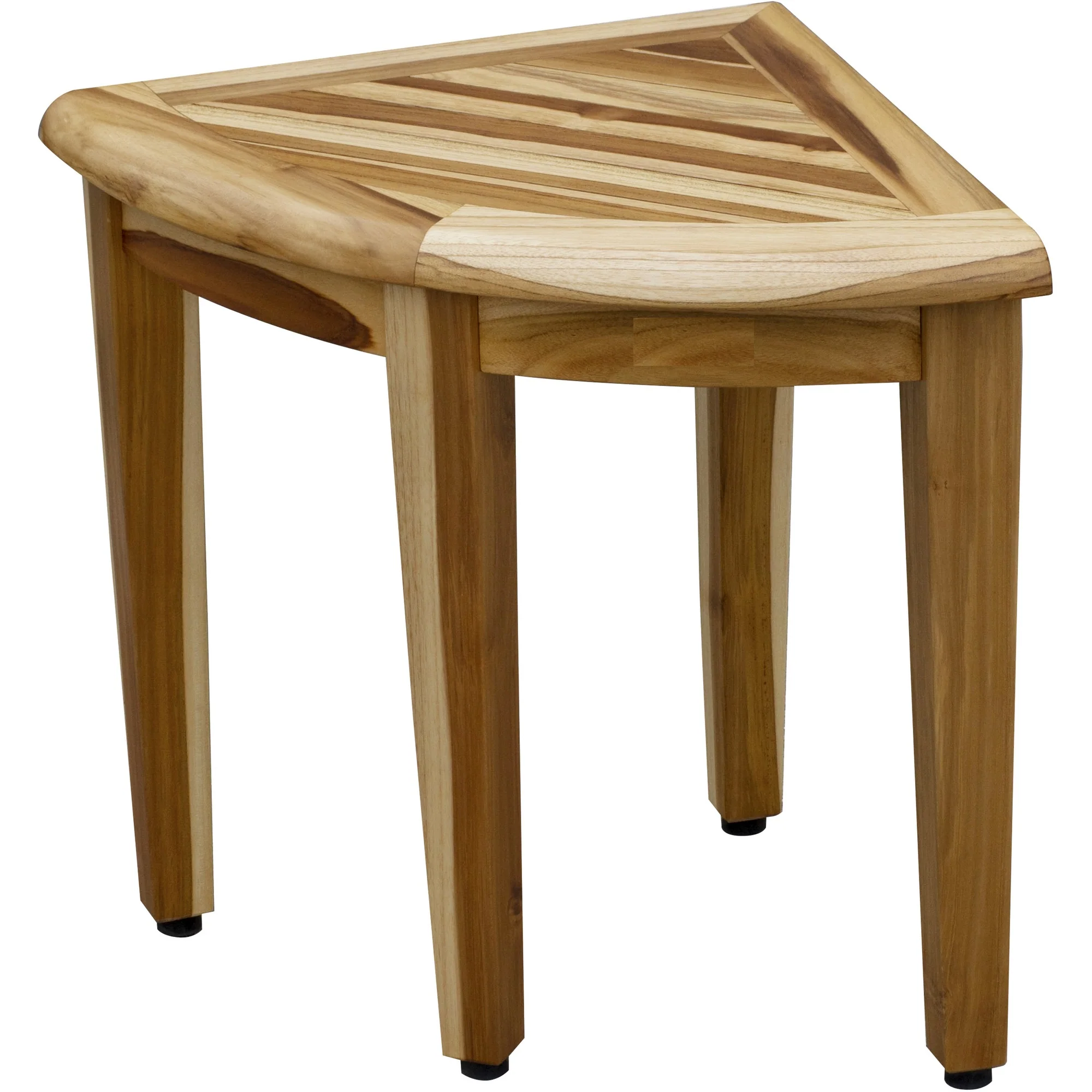 16" Compact Teak Corner Shower Stool with Shelf in Natural Finish By Homeroots - Image 3