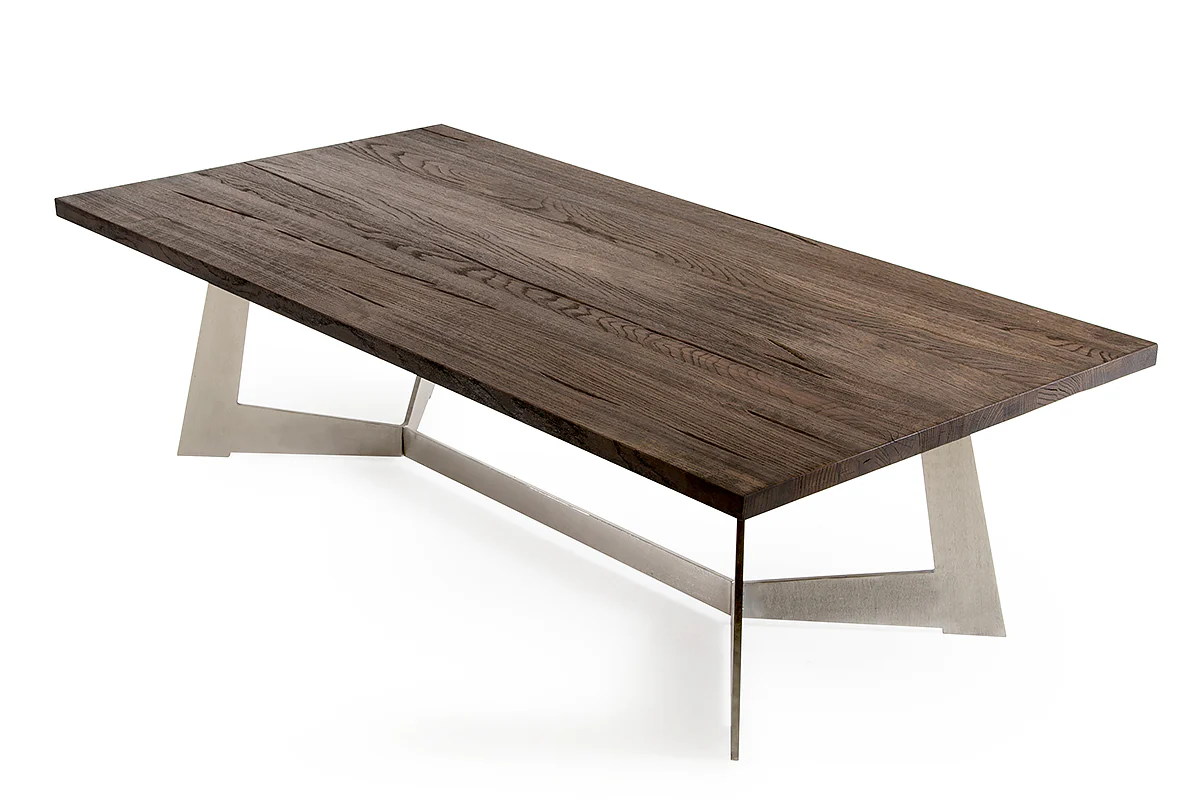 16' Dark Aged Oak Wood Veneer and Steel Coffee Table By Homeroots - Image 2