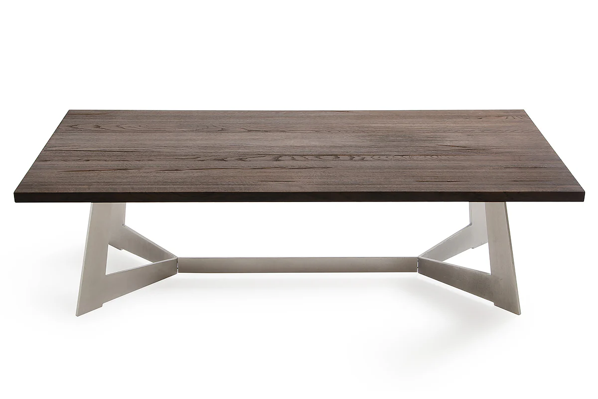16' Dark Aged Oak Wood Veneer and Steel Coffee Table By Homeroots - Image 3