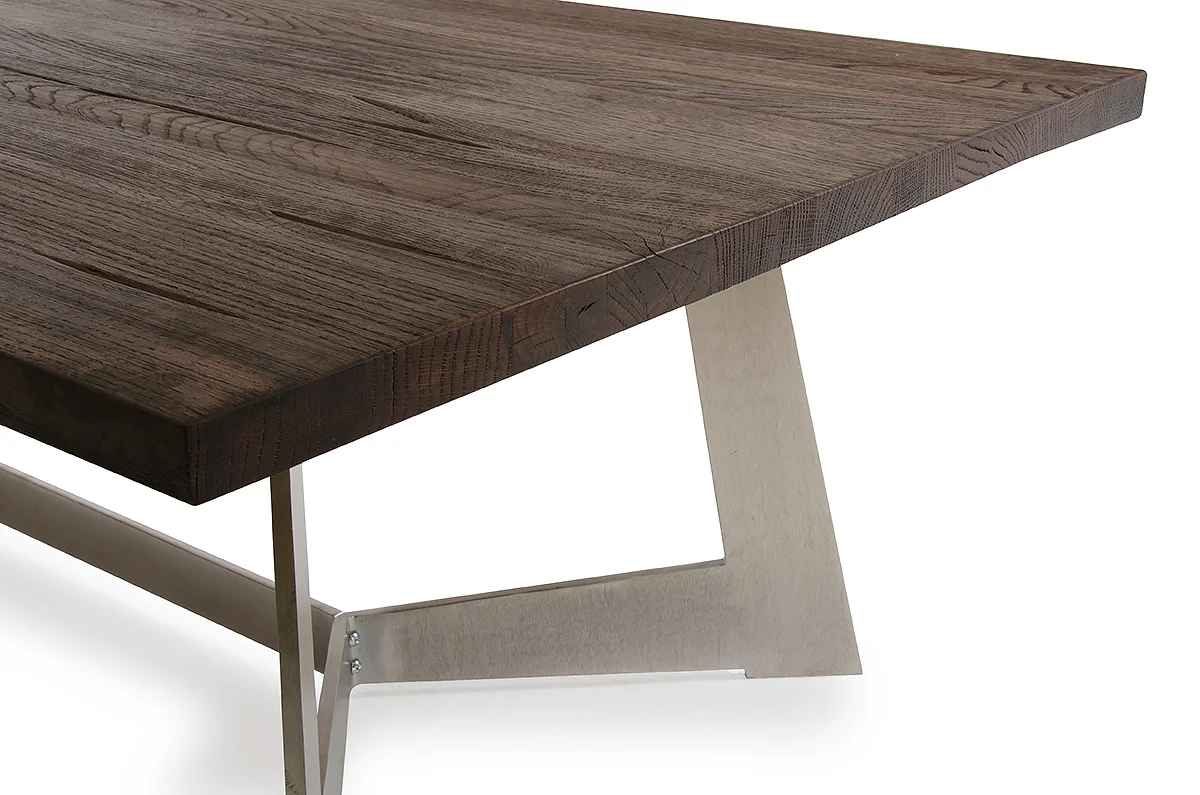 16' Dark Aged Oak Wood Veneer and Steel Coffee Table By Homeroots - Image 4
